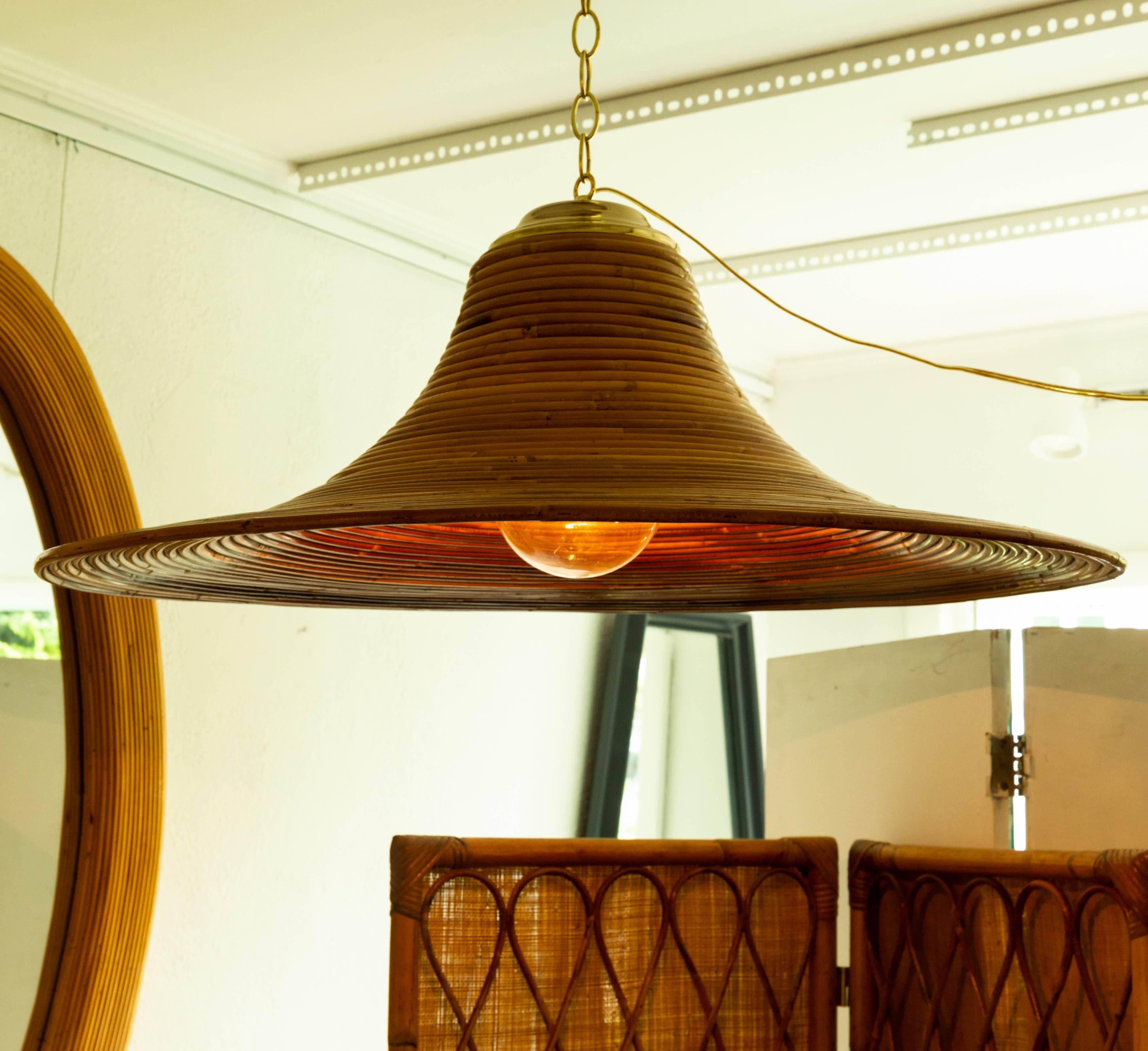 Bamboo Reed Chandelier with Brass Details 1