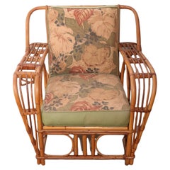 Bamboo Reed Lounge Chair with Drink Holder in Arm by Superior Reed and Rattan Co