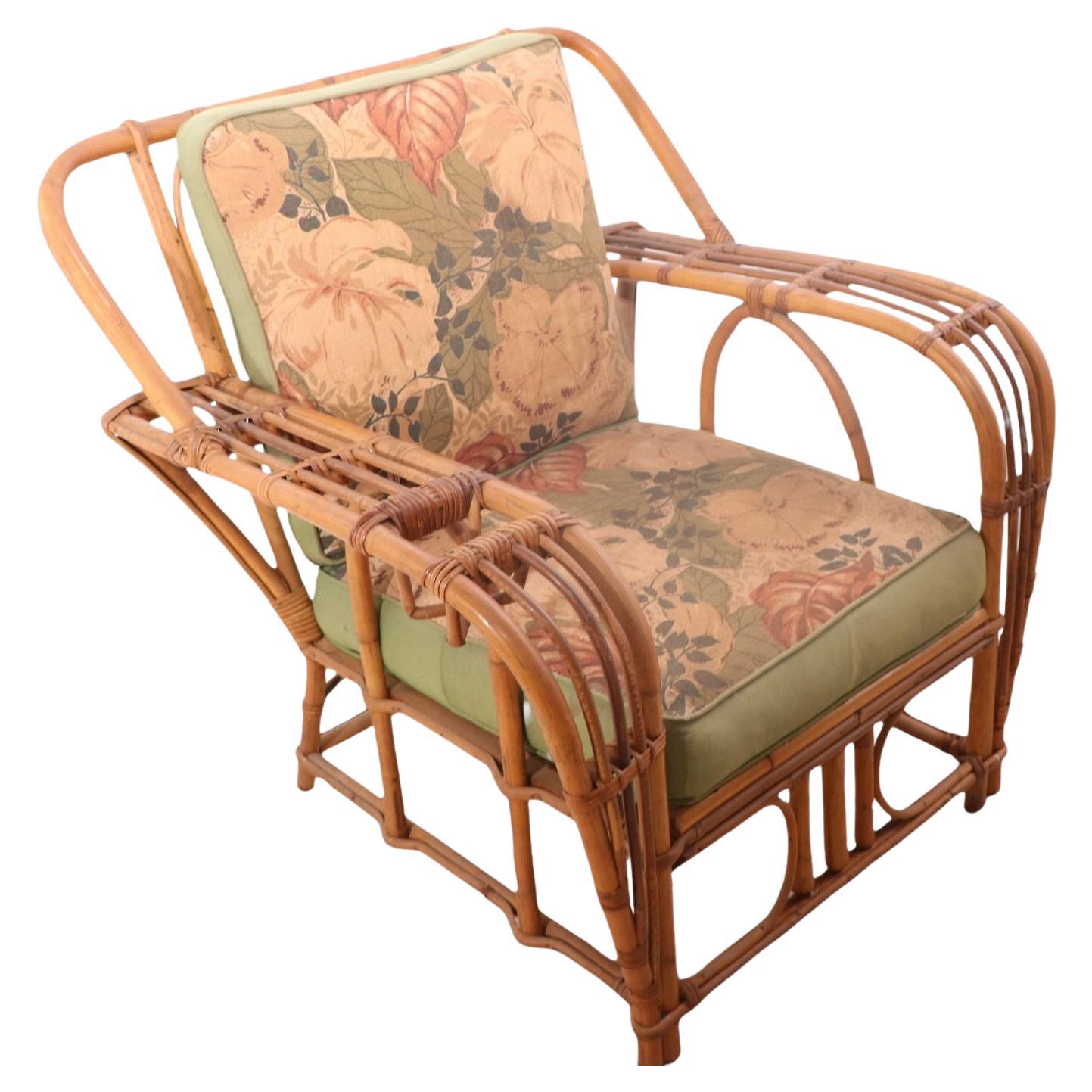 Bamboo Reed Lounge Chair with Drink Holder in Arm by Superior Reed and Rattan Co