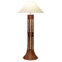 Stehlampe aus Bambus mit Schilf und Rattan im Franco Albini-Stil, architektonisches Design