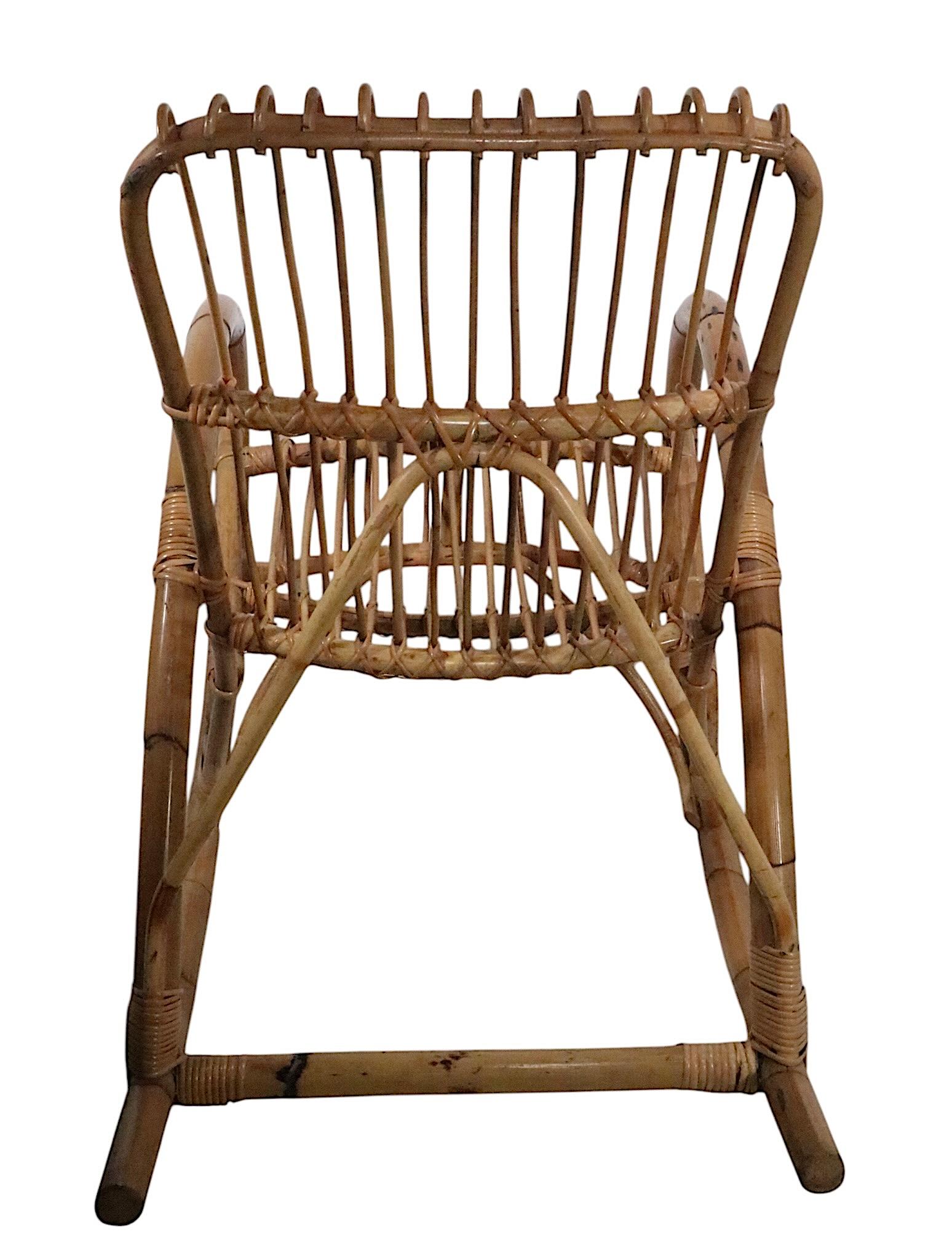 Sedia a dondolo in bambù attribuita a Franco Albini in vendita 8