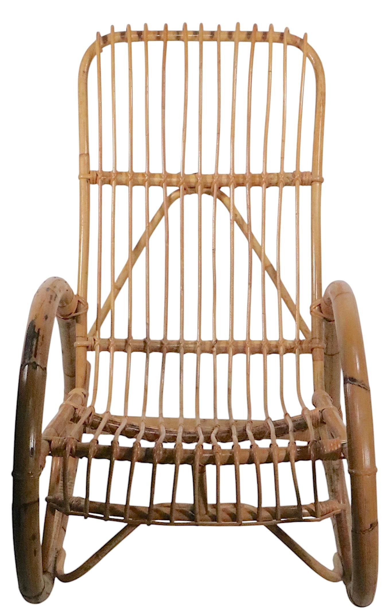 XX secolo Sedia a dondolo in bambù attribuita a Franco Albini in vendita