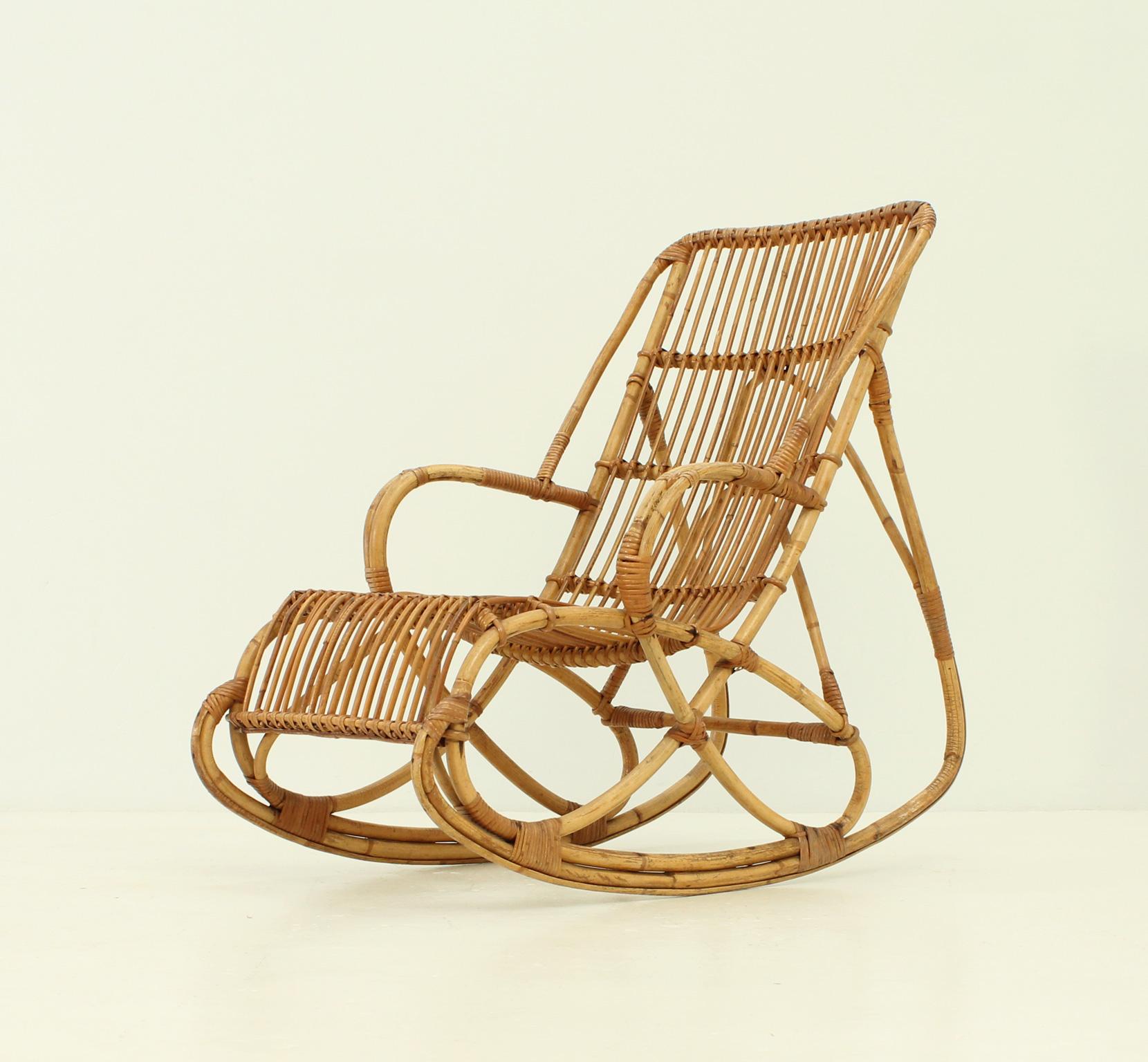 Bamboo rocking chair from 1960's, Spain. Nice bamboo construction and very comfortable.
