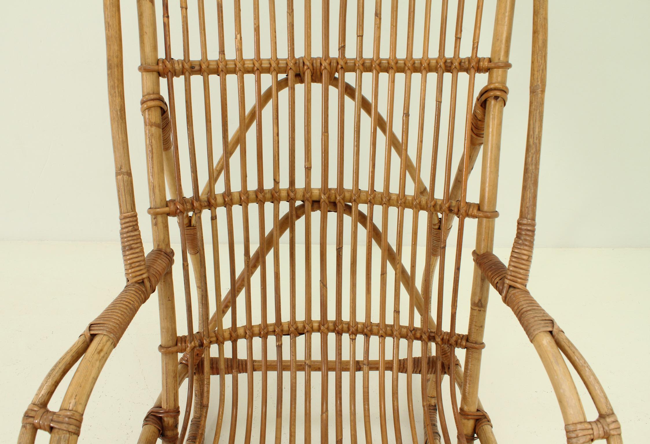 Rocking Chair aus Bambus, Spanien, 1960er Jahre (Moderne der Mitte des Jahrhunderts) im Angebot