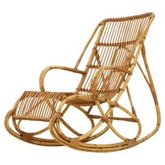 Retro Bamboo Rocking Chair, Spain, 1960's
