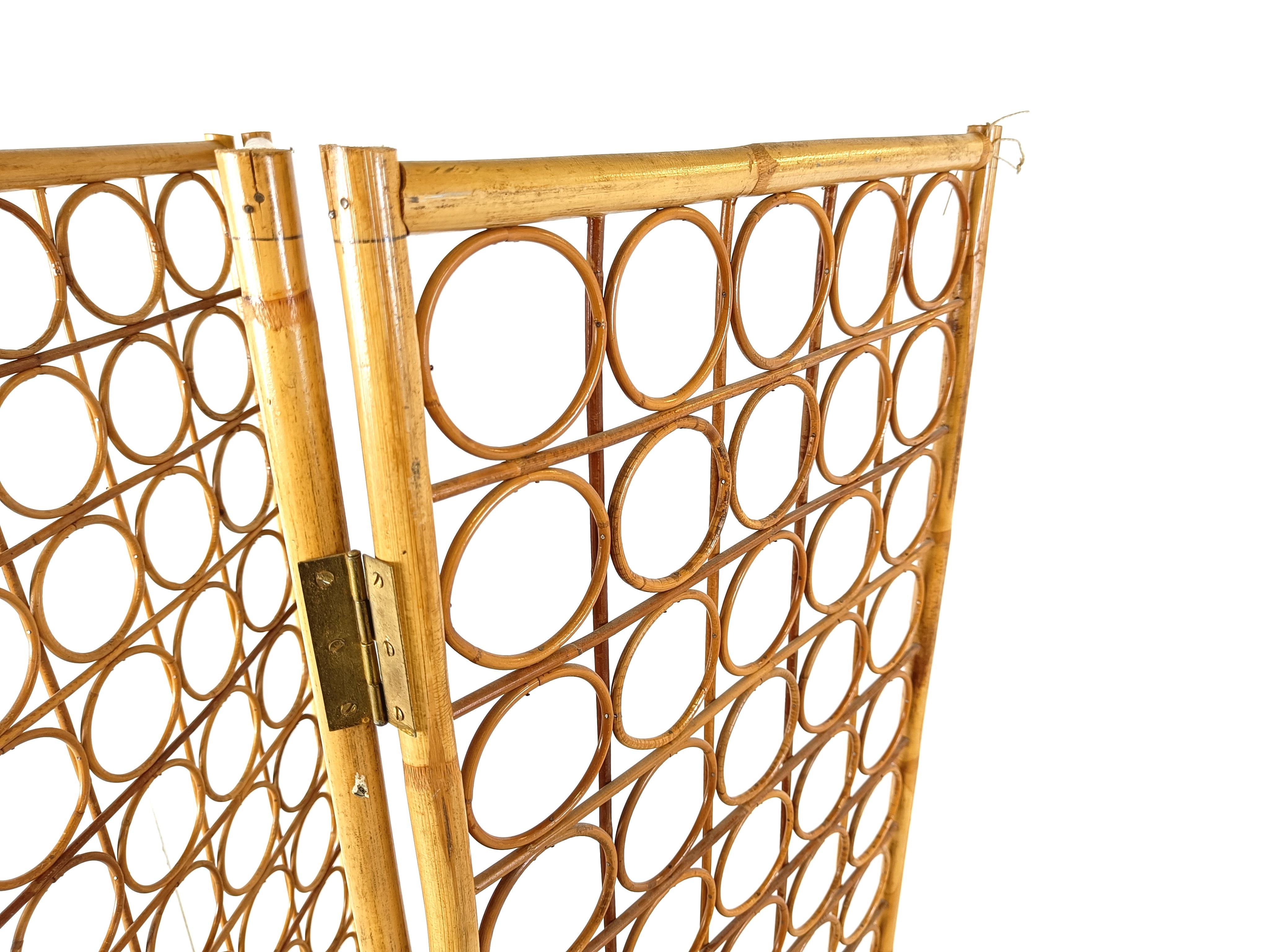 Bamboo room divider or folding screen, 1970s For Sale 5