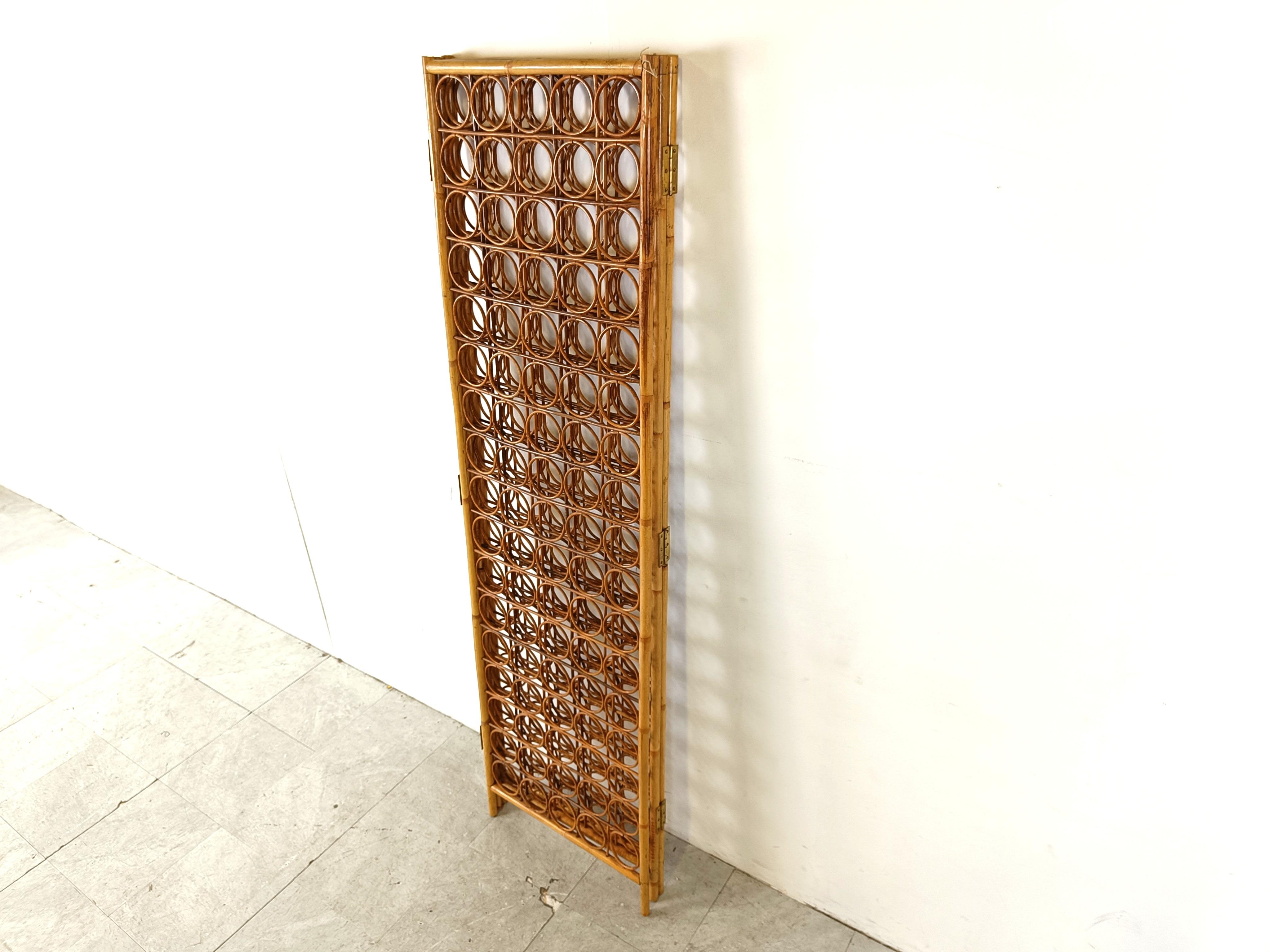 Bohemian Bamboo room divider or folding screen, 1970s For Sale