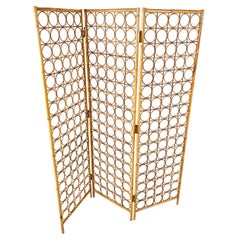 Vintage Bamboo room divider or folding screen, 1970s
