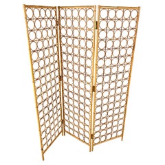 Retro Bamboo room divider or folding screen, 1970s