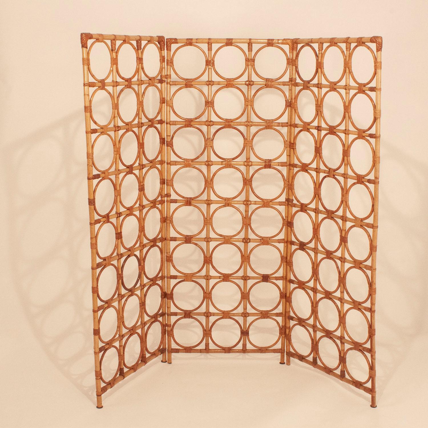 Mid-Century Modern Bamboo Screen, Room Divider, natural color. Spain 1970s For Sale