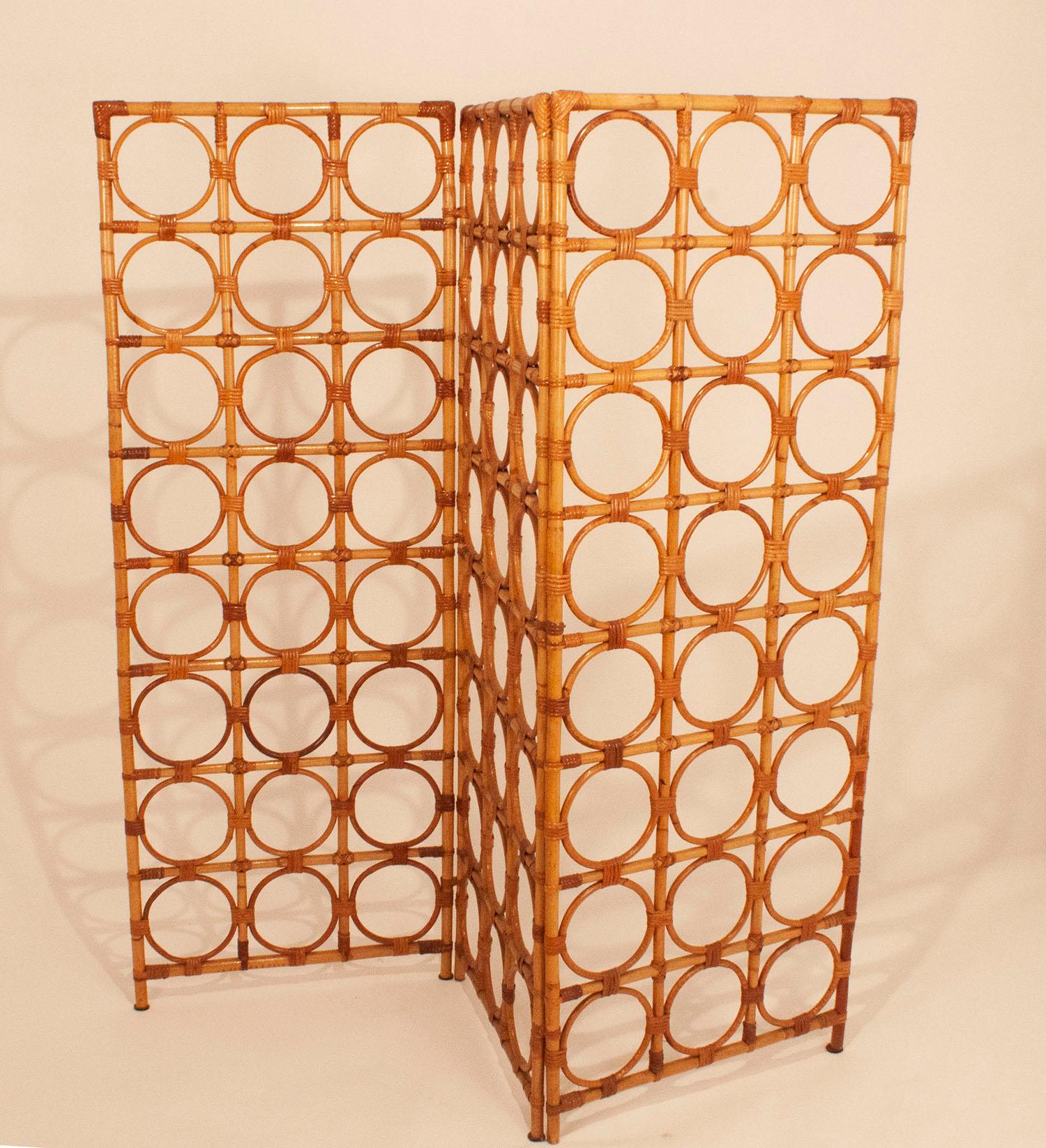 Bamboo Screen, Room Divider, natural color. Spain 1970s For Sale 1