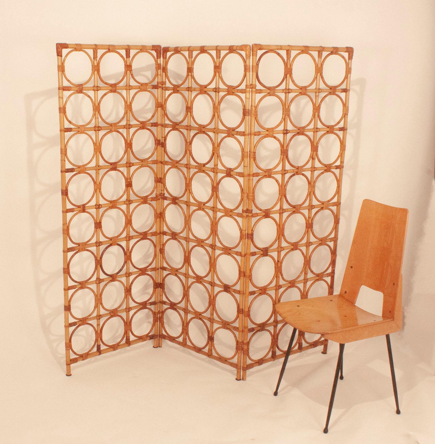 Bamboo Screen, Room Divider, natural color. Spain 1970s For Sale 3