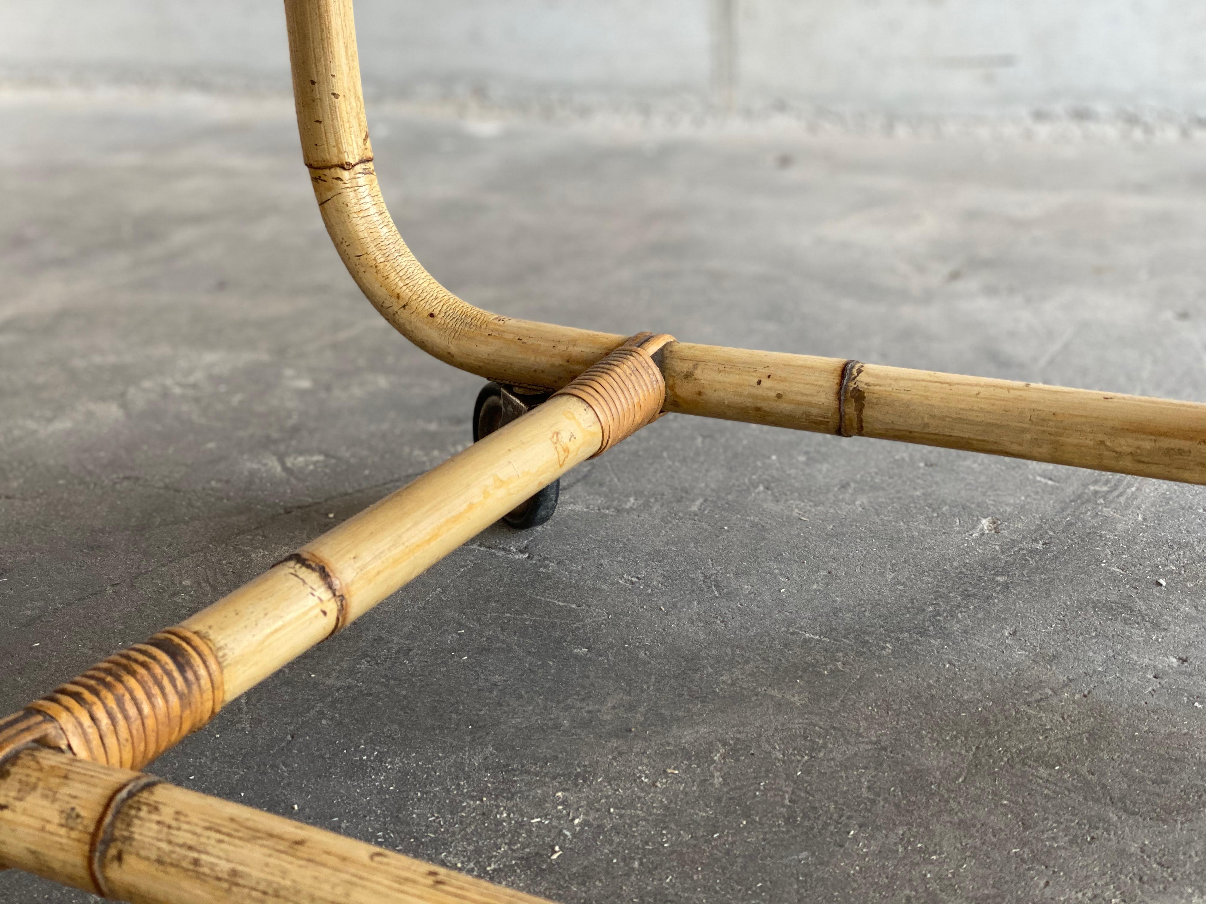 Bamboo Serving Trolley, 1940s, Art Deco, Midcentury Bar For Sale 5