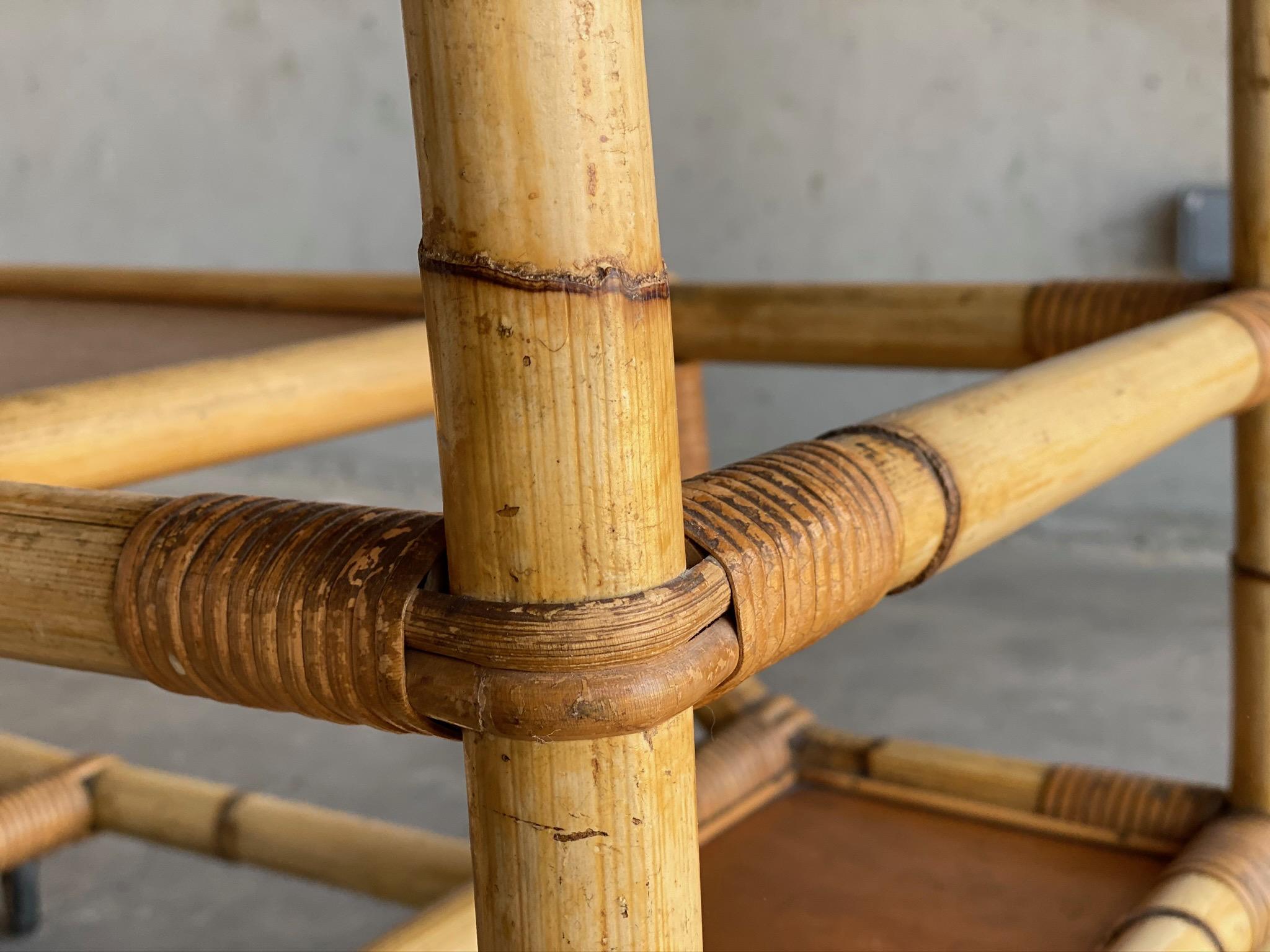 Bamboo Serving Trolley, 1940s, Art Deco, Midcentury Bar For Sale 8