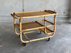 Bamboo Serving Trolley, 1940s, Art Deco, Midcentury Bar