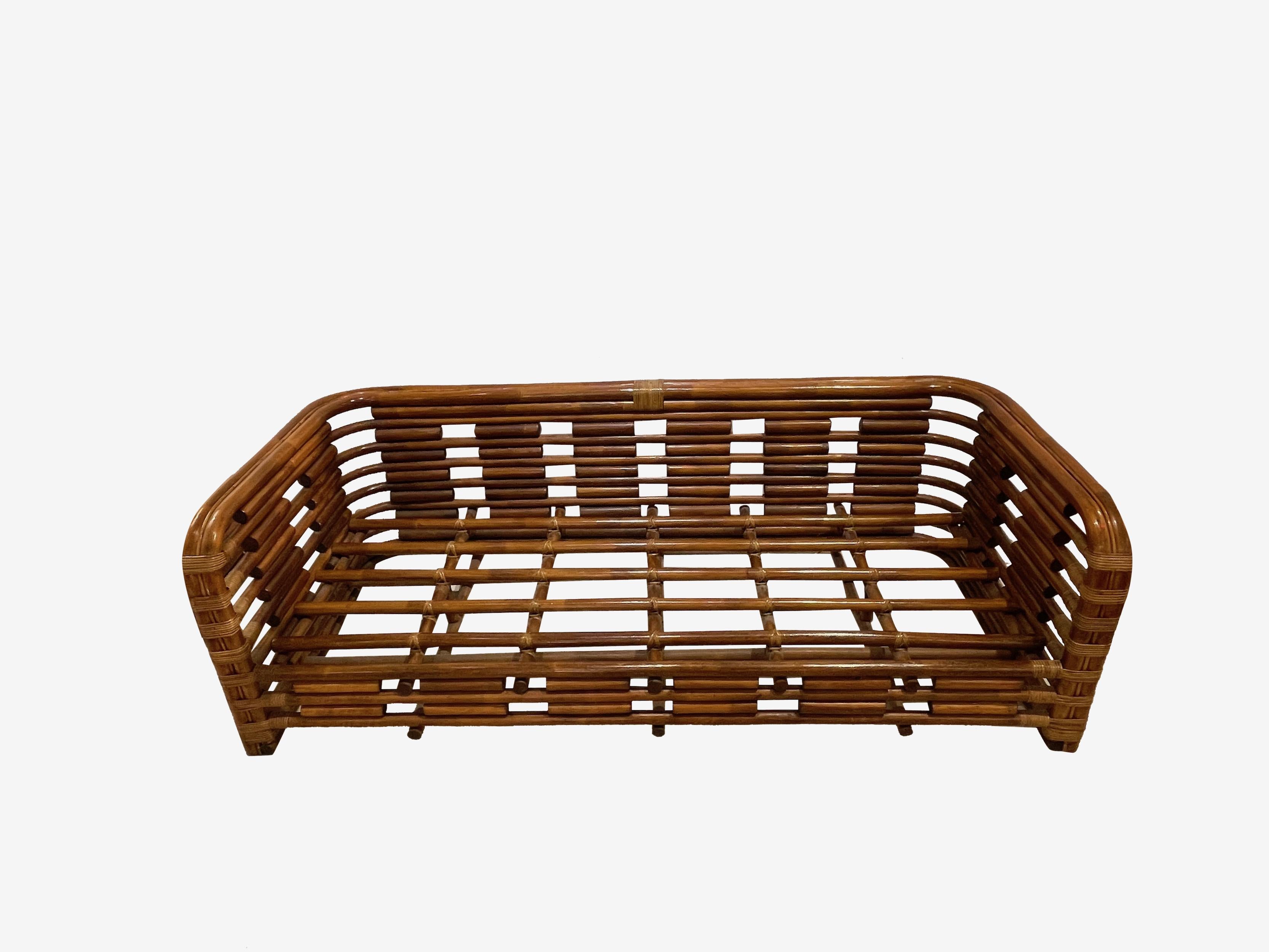 French Rattan Set of Six Seating Set, France, 1950s For Sale