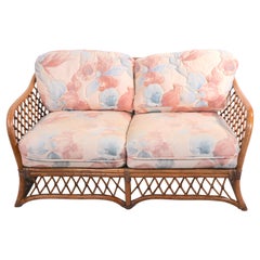 Bamboo Settee Loveseat Sofa with Leather Wrapping
