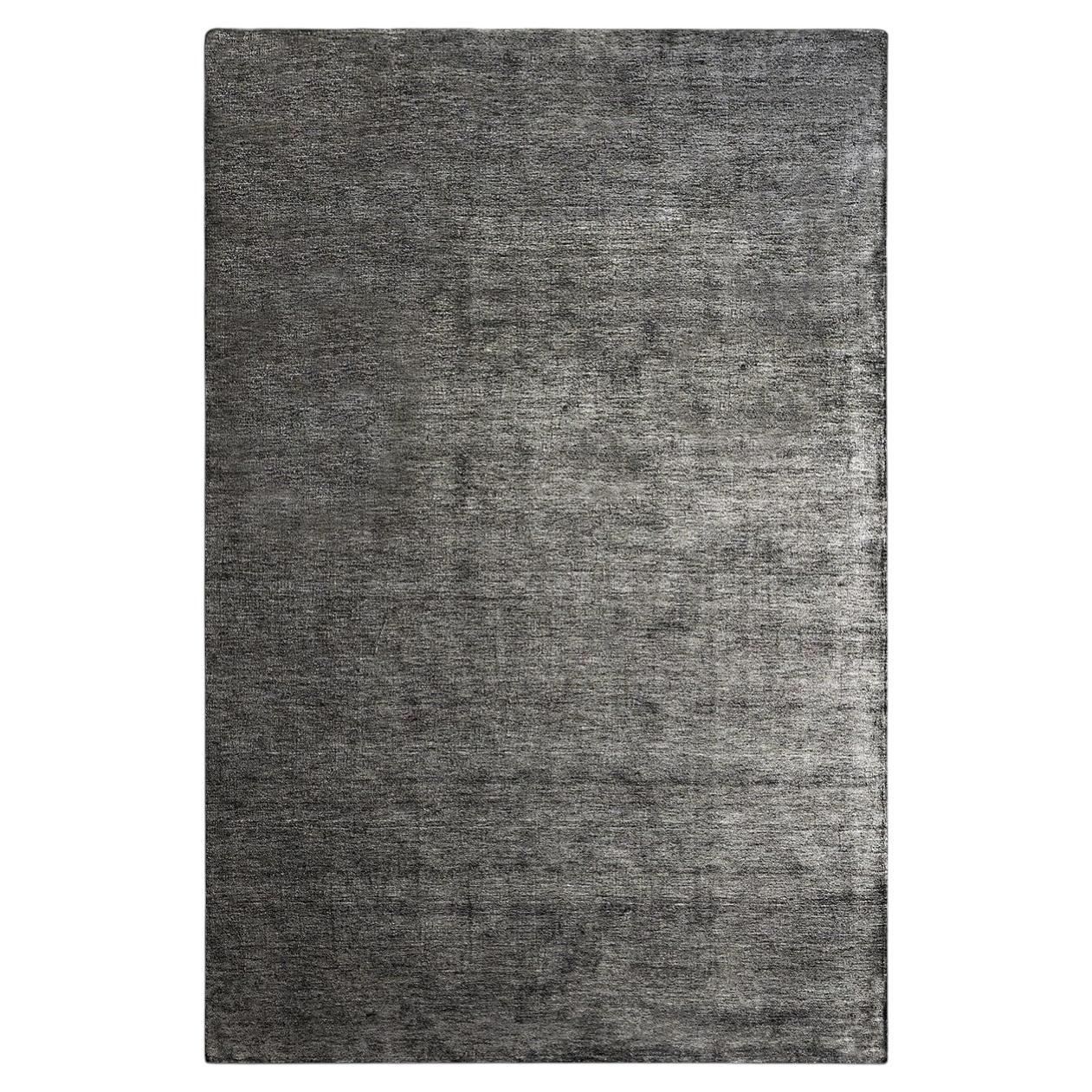 Bamboo Shaded Rectangular Black Bamboo Silk Rug For Sale