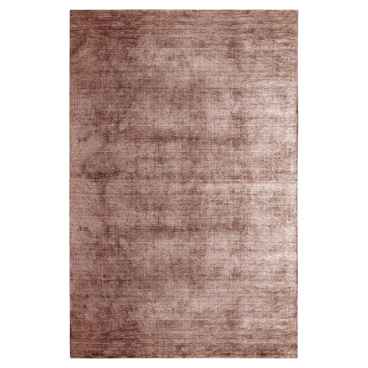 Alfombra rectangular de seda de bambú en tono bronce con motivos de bambú