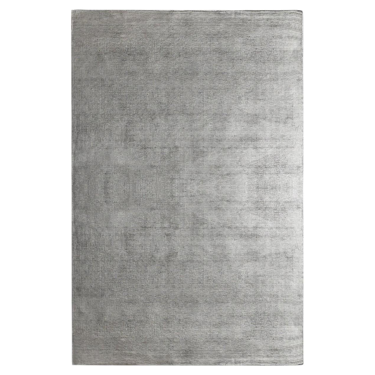 Bamboo Shaded Rectangular Gray Bamboo Silk Rug For Sale