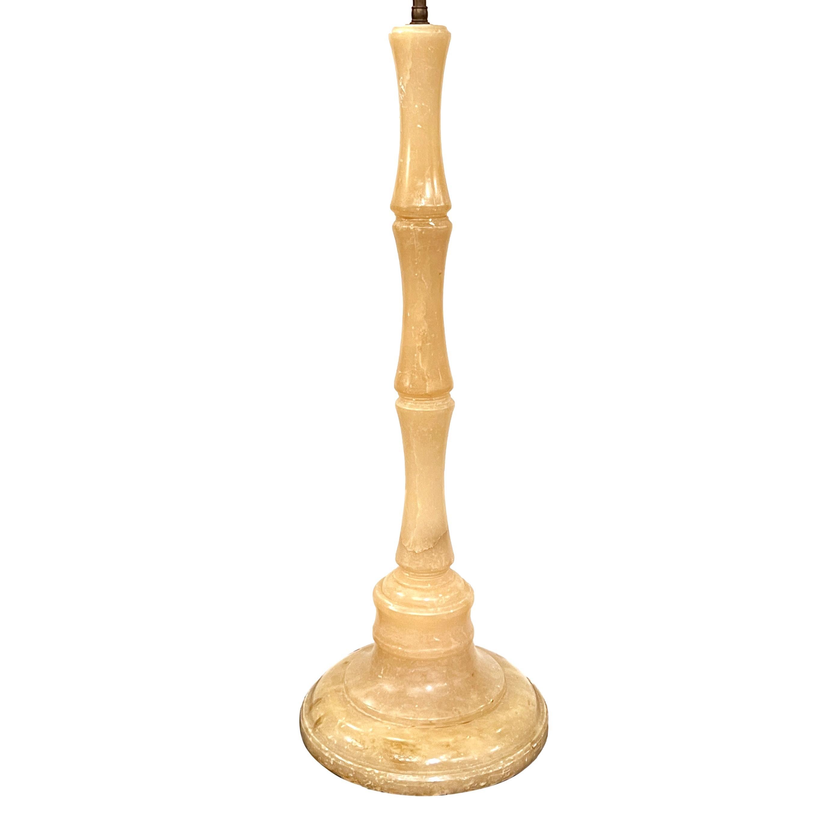 Bamboo Shaped Alabaster Lamp In Good Condition For Sale In New York, NY