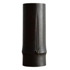 Bamboo-Shaped Brass Vase / Old Japanese Casting Vase / Meiji-Showa Period