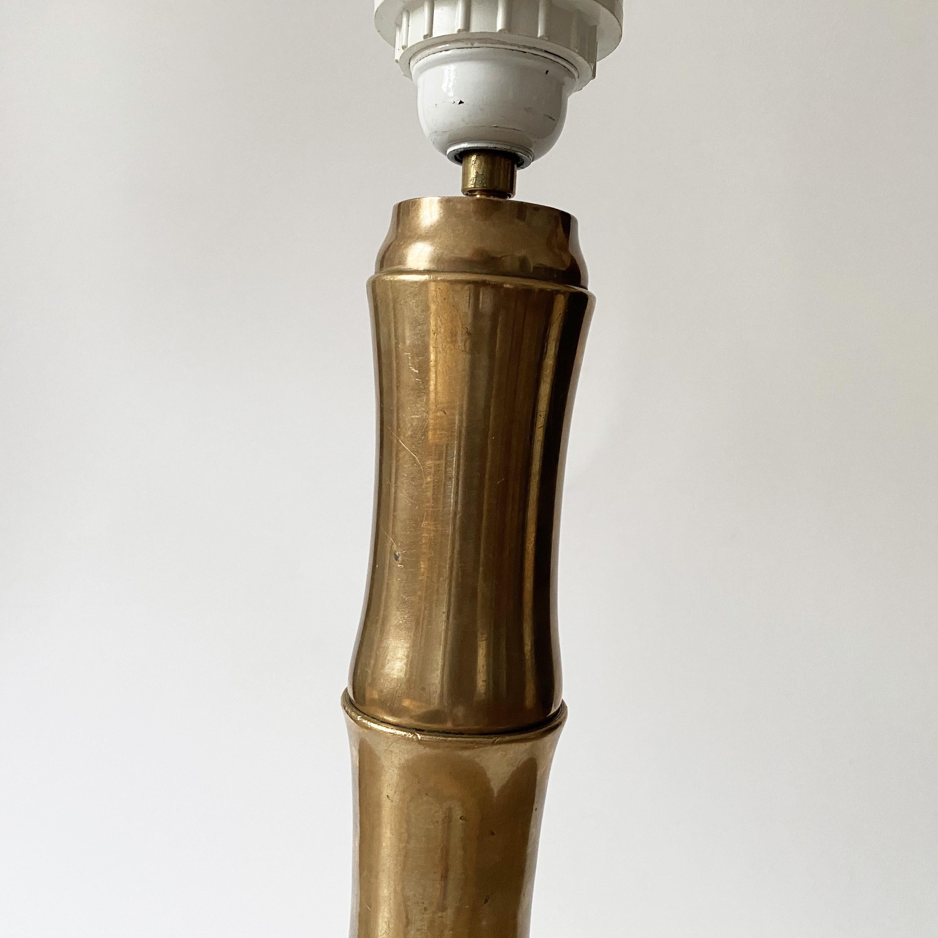 Bamboo Shaped Lamp in Brass and Travertine, in the style of Jansen, 1970s. For Sale 1