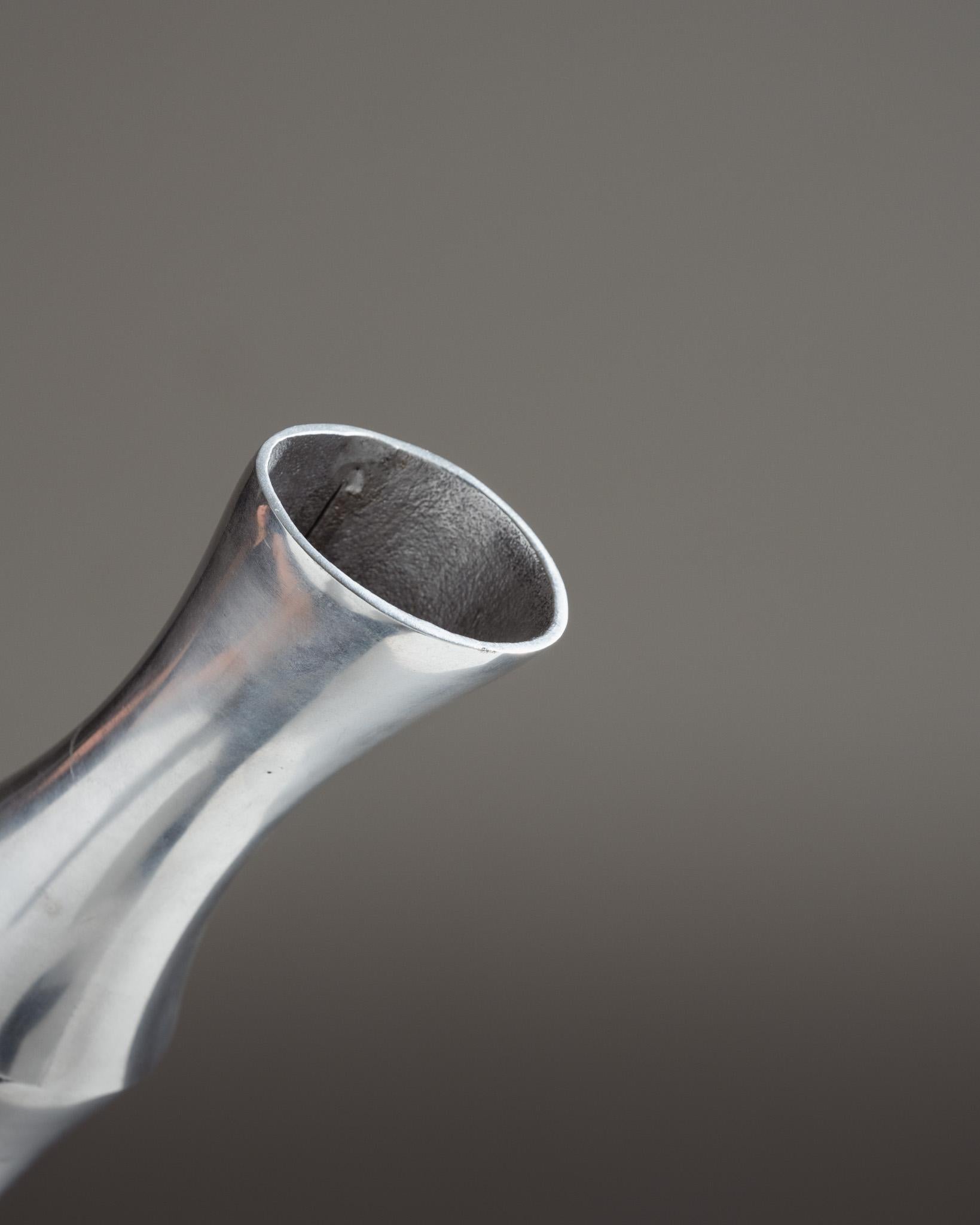 Vaso in metallo a forma di bambù, anni '70 in vendita 3