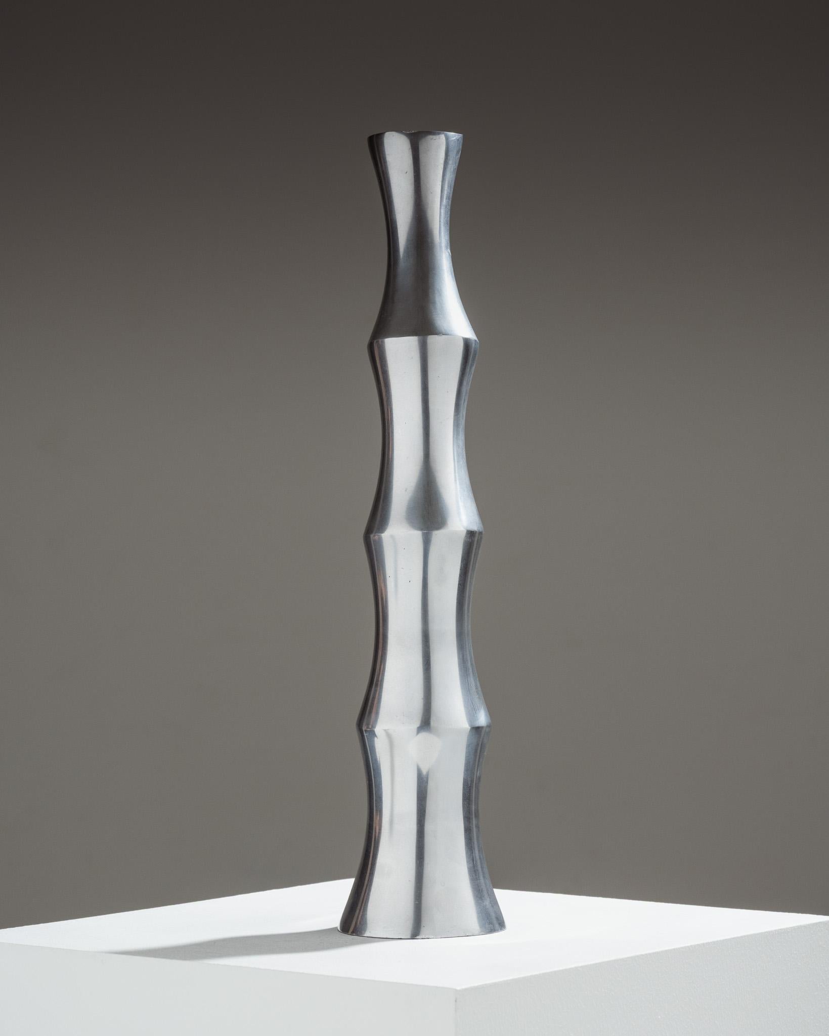 Europeo Vaso in metallo a forma di bambù, anni '70 in vendita