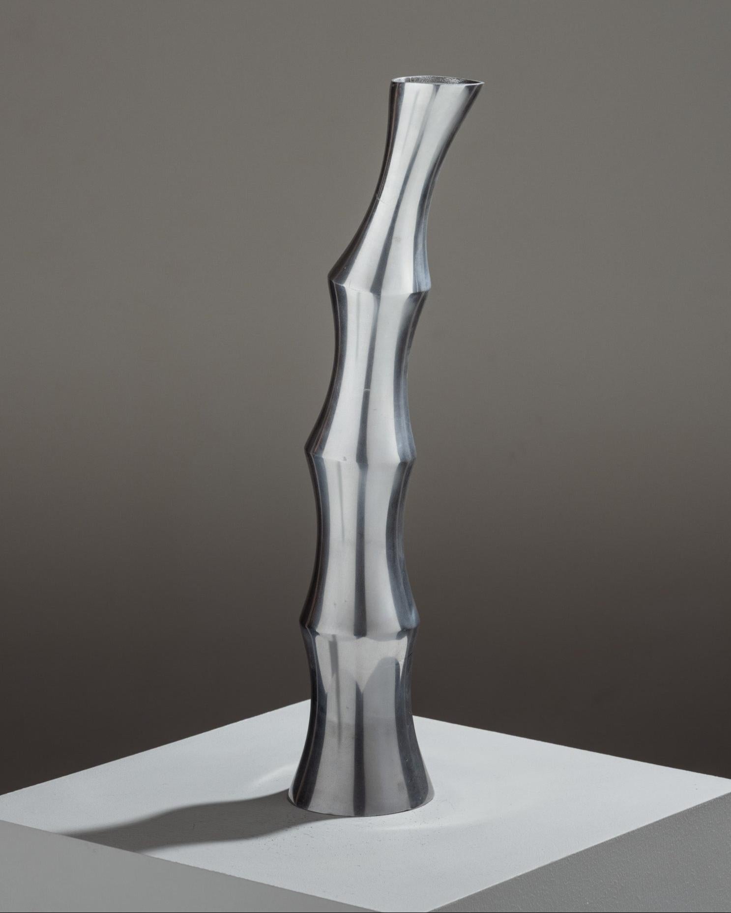 Metallo Vaso in metallo a forma di bambù, anni '70 in vendita