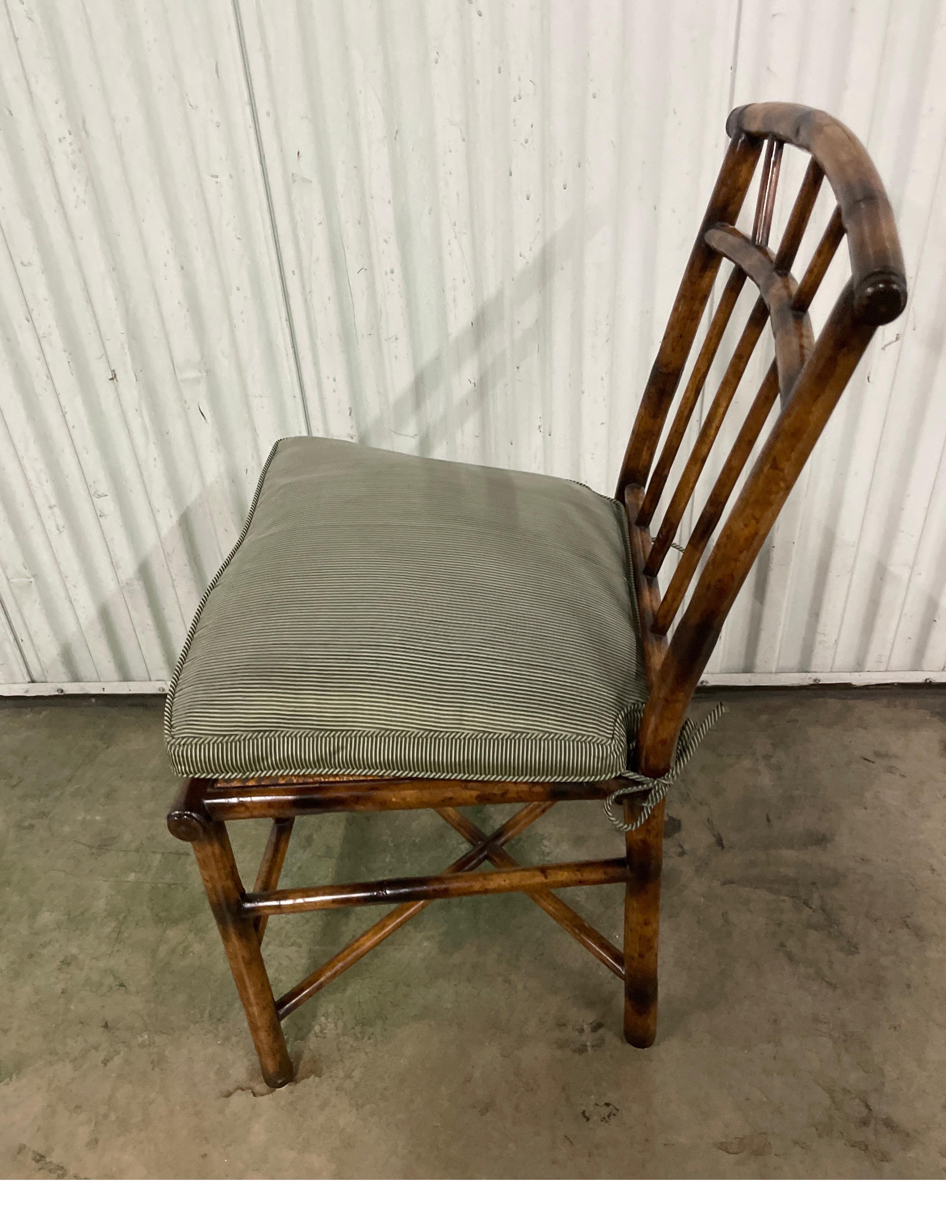 20th Century Bamboo Side Chair with Cane Seat For Sale