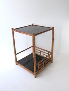 Bamboo Side Drinks Table Pflanzenständer mit Regal