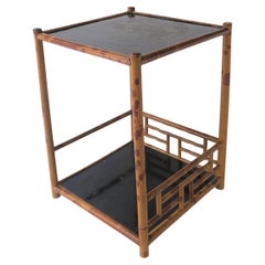 Bamboo Side Drinks Table with Shelf