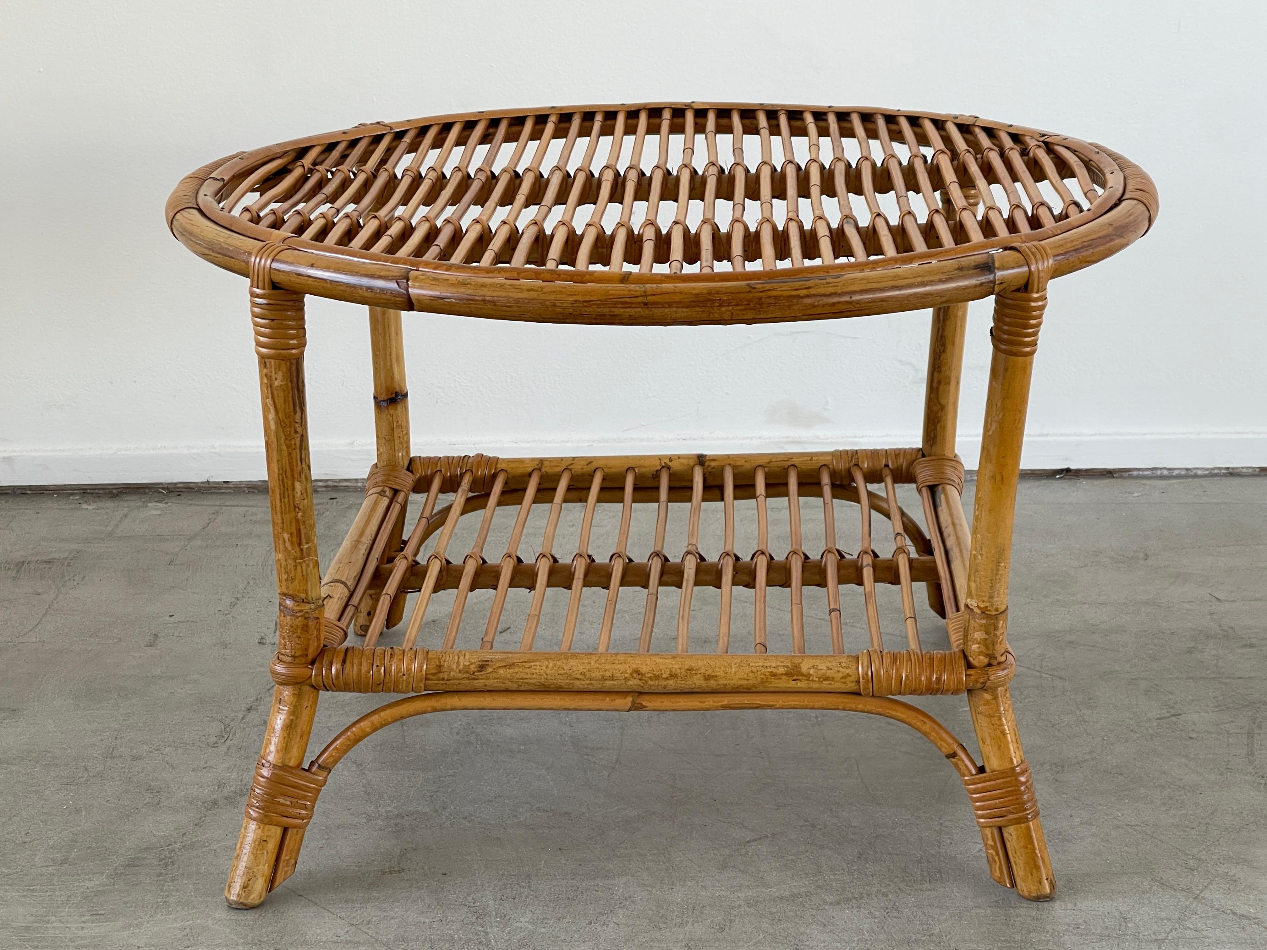 Mid-20th Century Bamboo Side Table