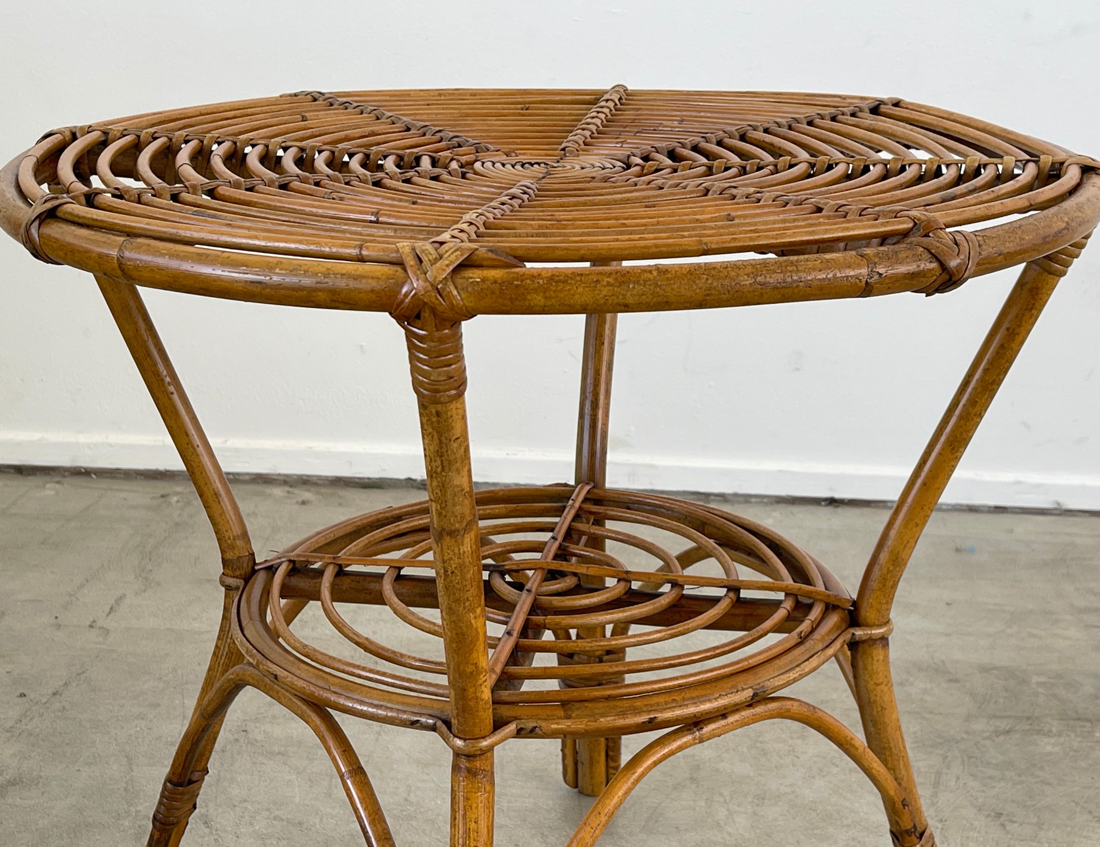 Mid-20th Century Bamboo Side Table