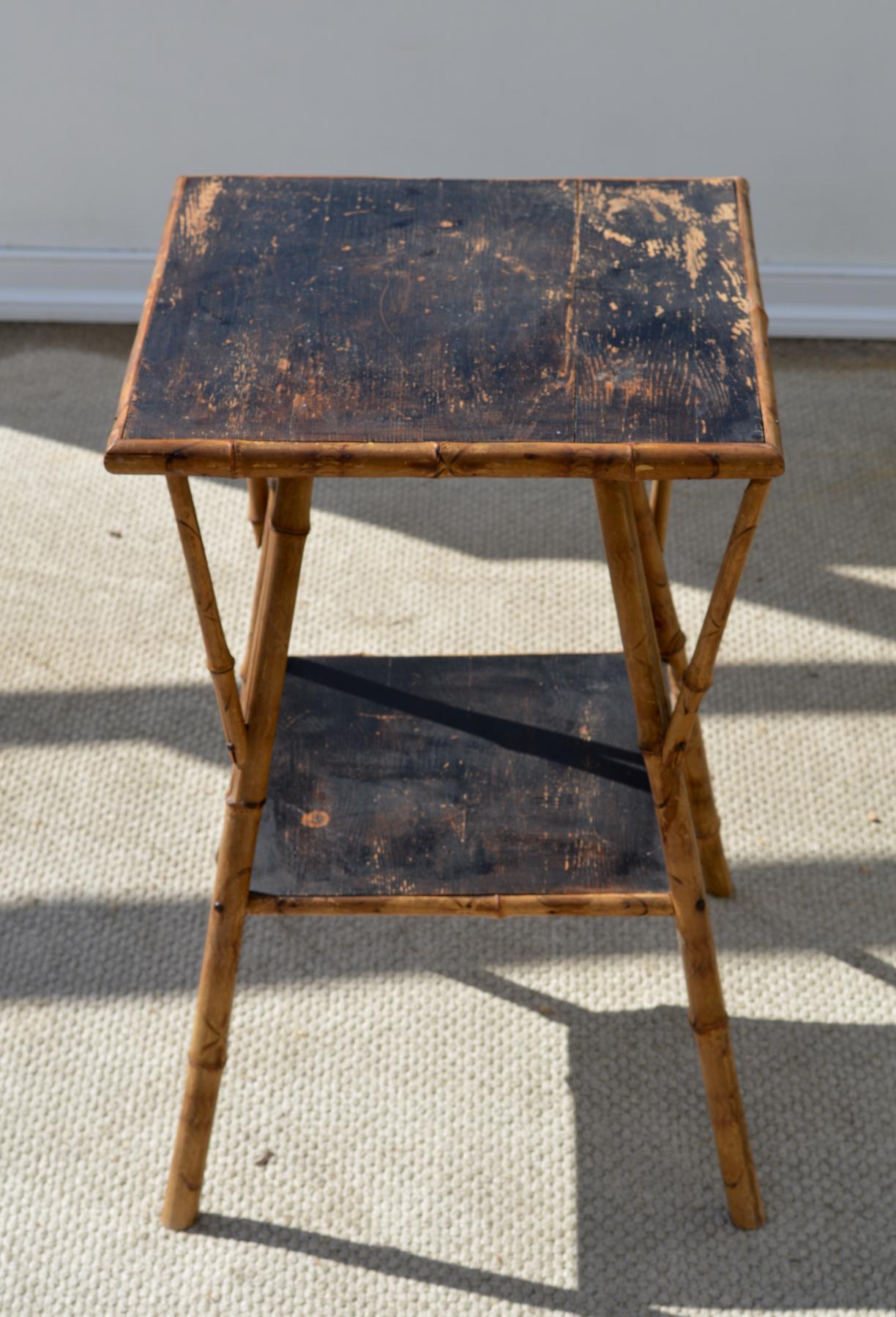 Bamboo Side Table in the British Colonial Taste In Fair Condition For Sale In Charlottesville, VA