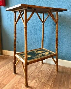 Bamboo Side Table with Monkeys