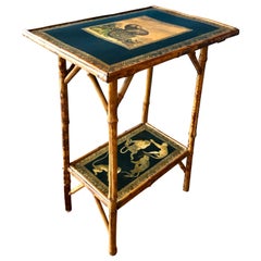 Bamboo Side Table with Monkeys