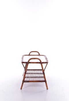 Bamboo Side Table with Warehouse Shelves France, 1960s