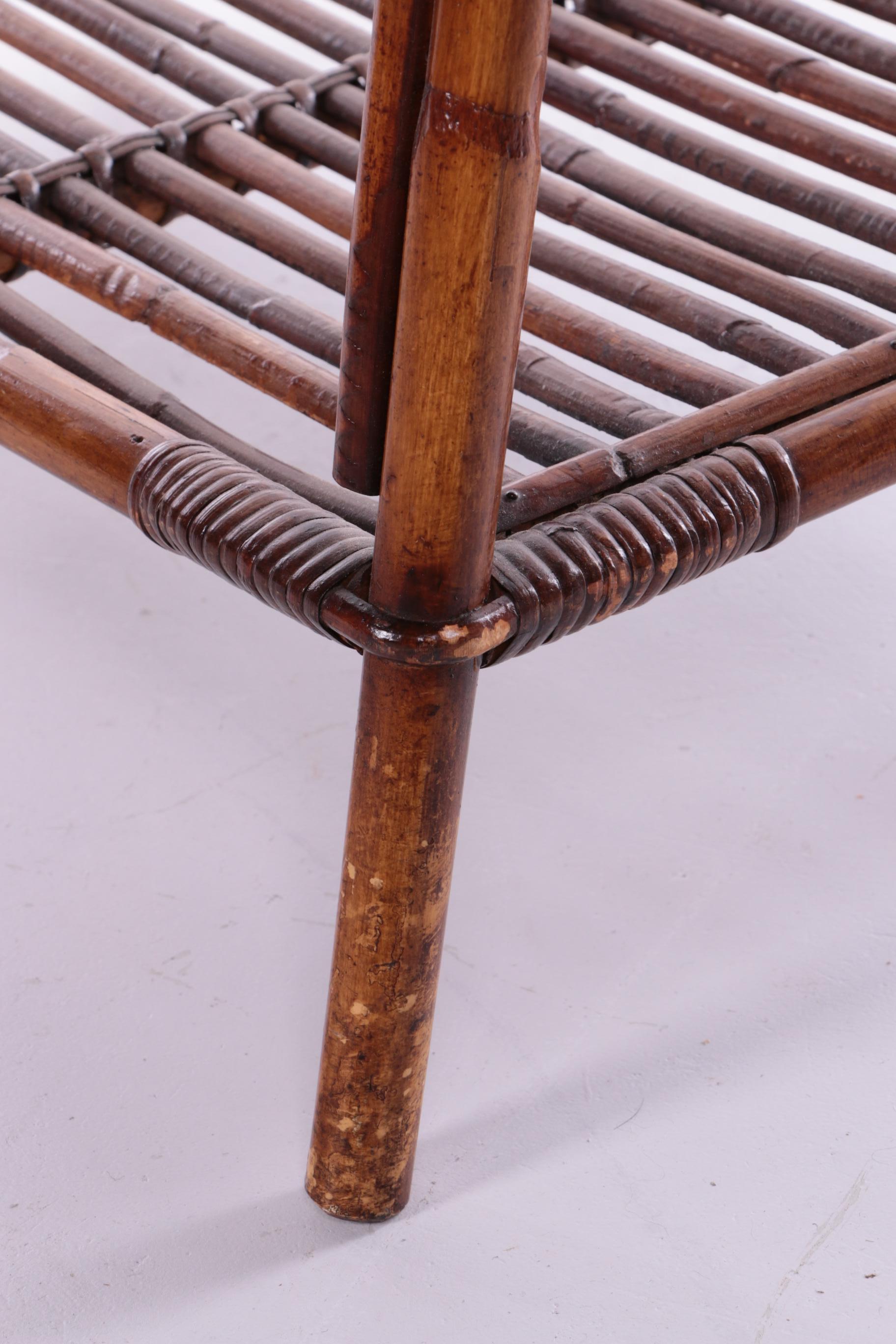 Table d'appoint en bambou avec étagères d'entrepôt, France, années 1960 en vente 2