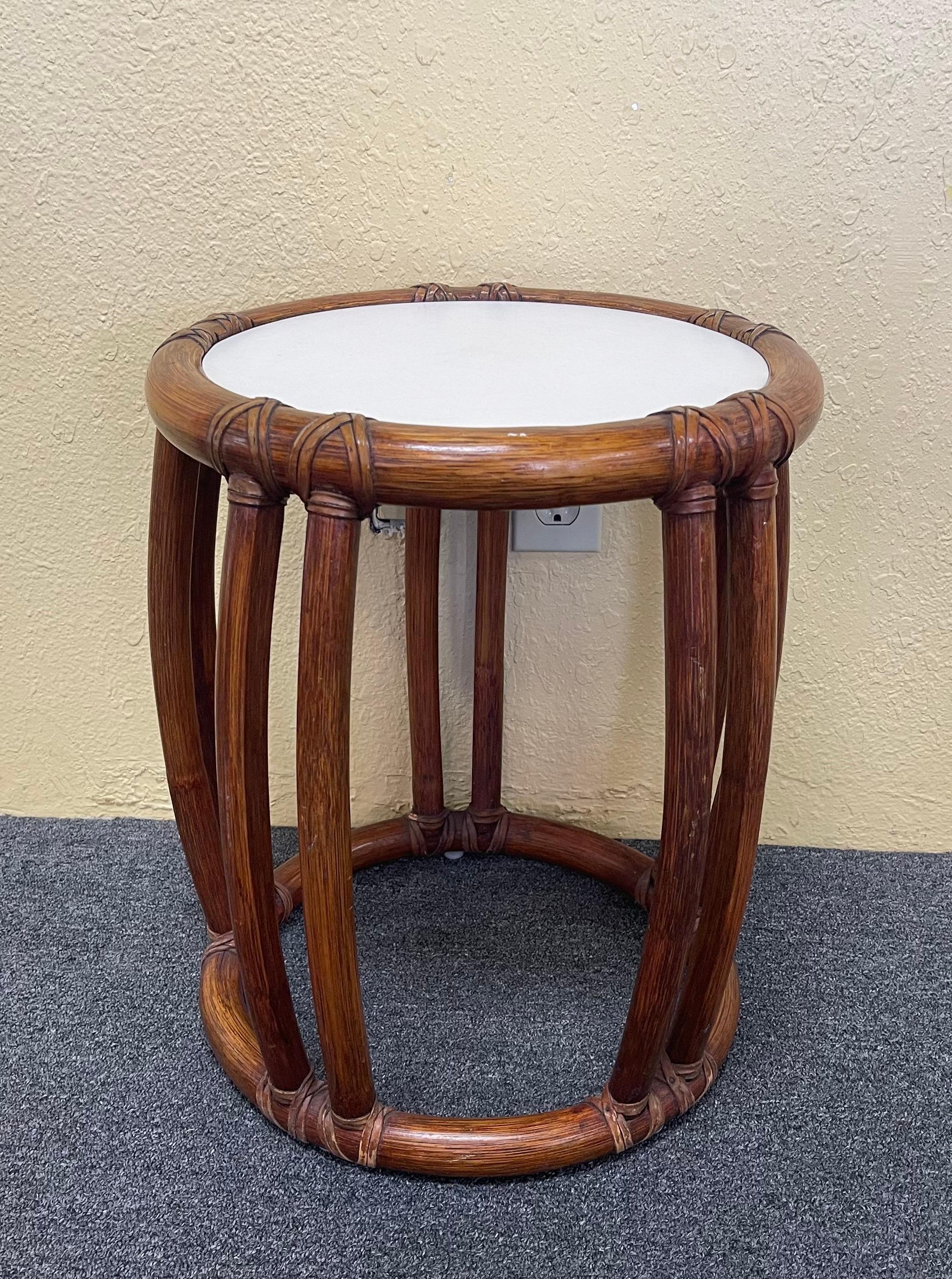Bamboo Side Tables / Garden Stools by McGuire Furniture Co. of San Francisco In Good Condition In San Diego, CA