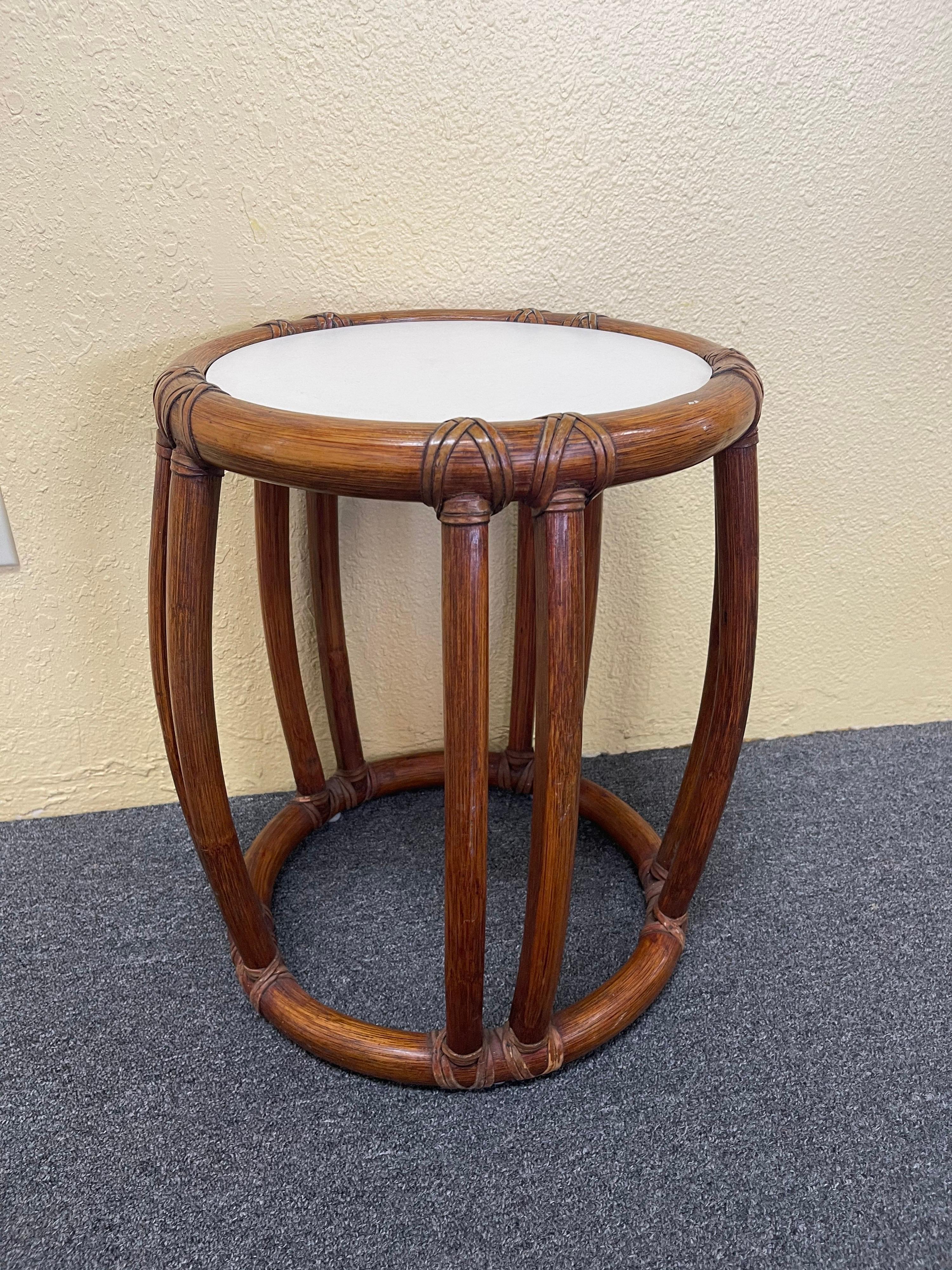 20th Century Bamboo Side Tables / Garden Stools by McGuire Furniture Co. of San Francisco