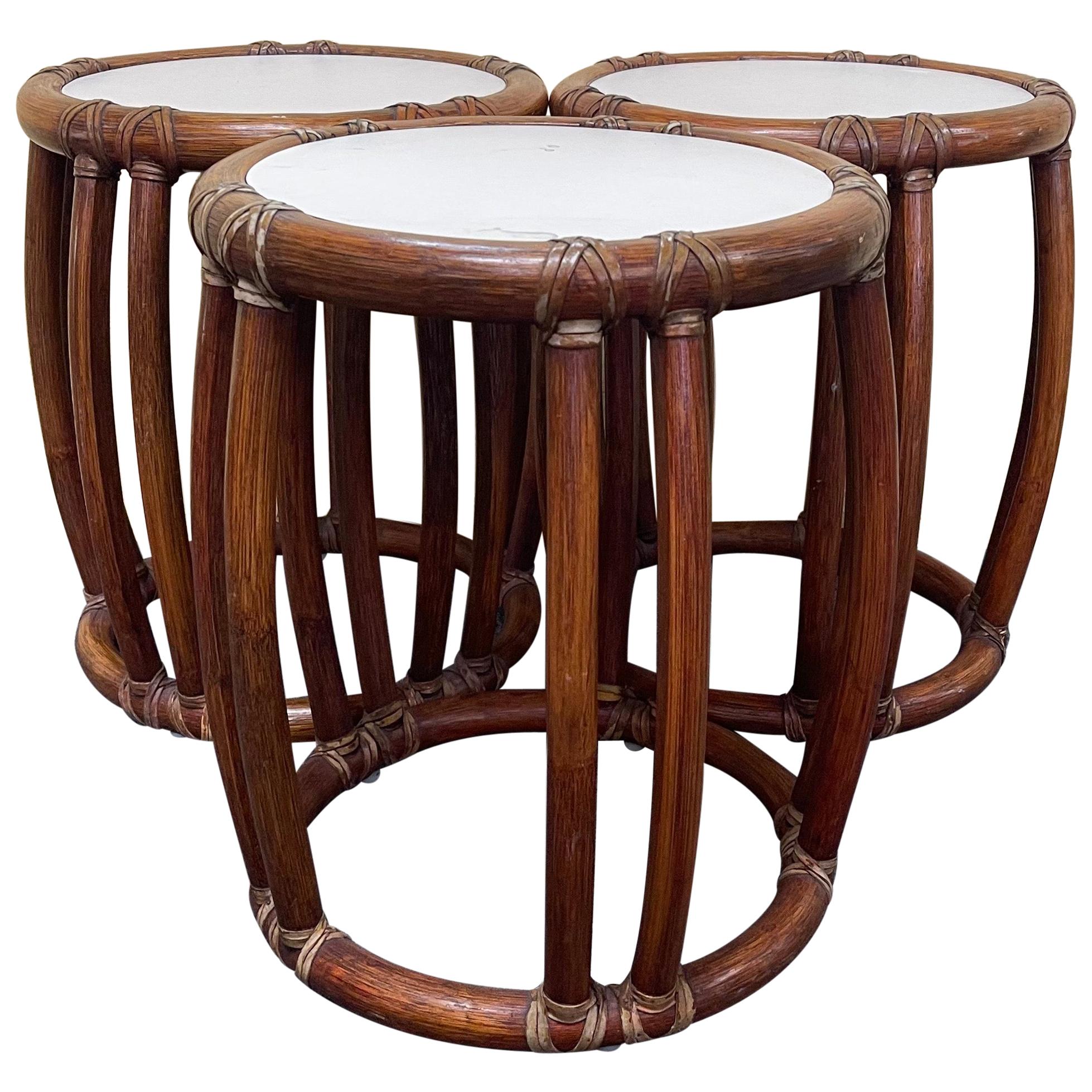 Bamboo Side Tables / Garden Stools by McGuire Furniture Co. of San Francisco