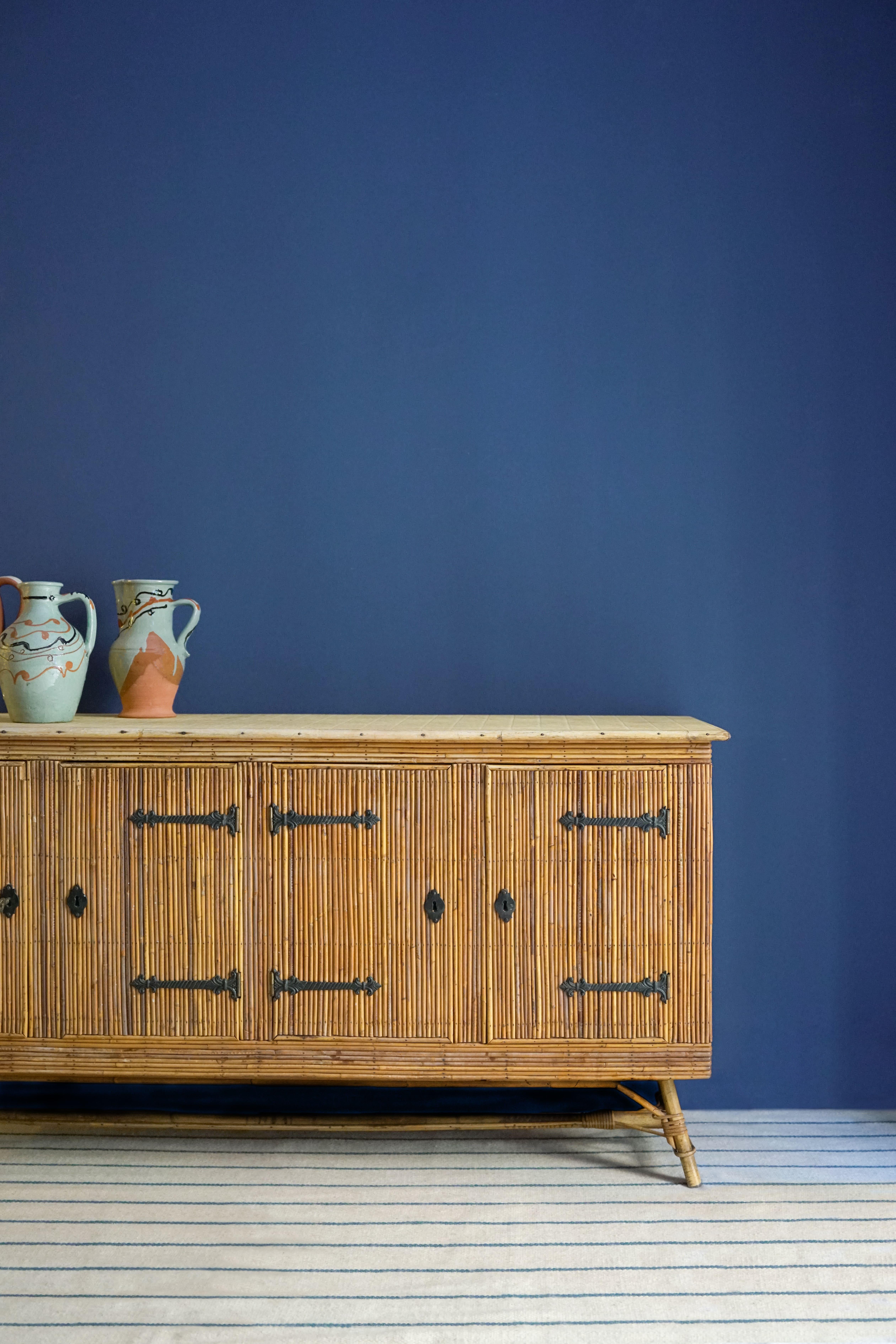 Mid-Century Modern Bamboo Sideboard Adrien Audoux and Frida Minet For Sale