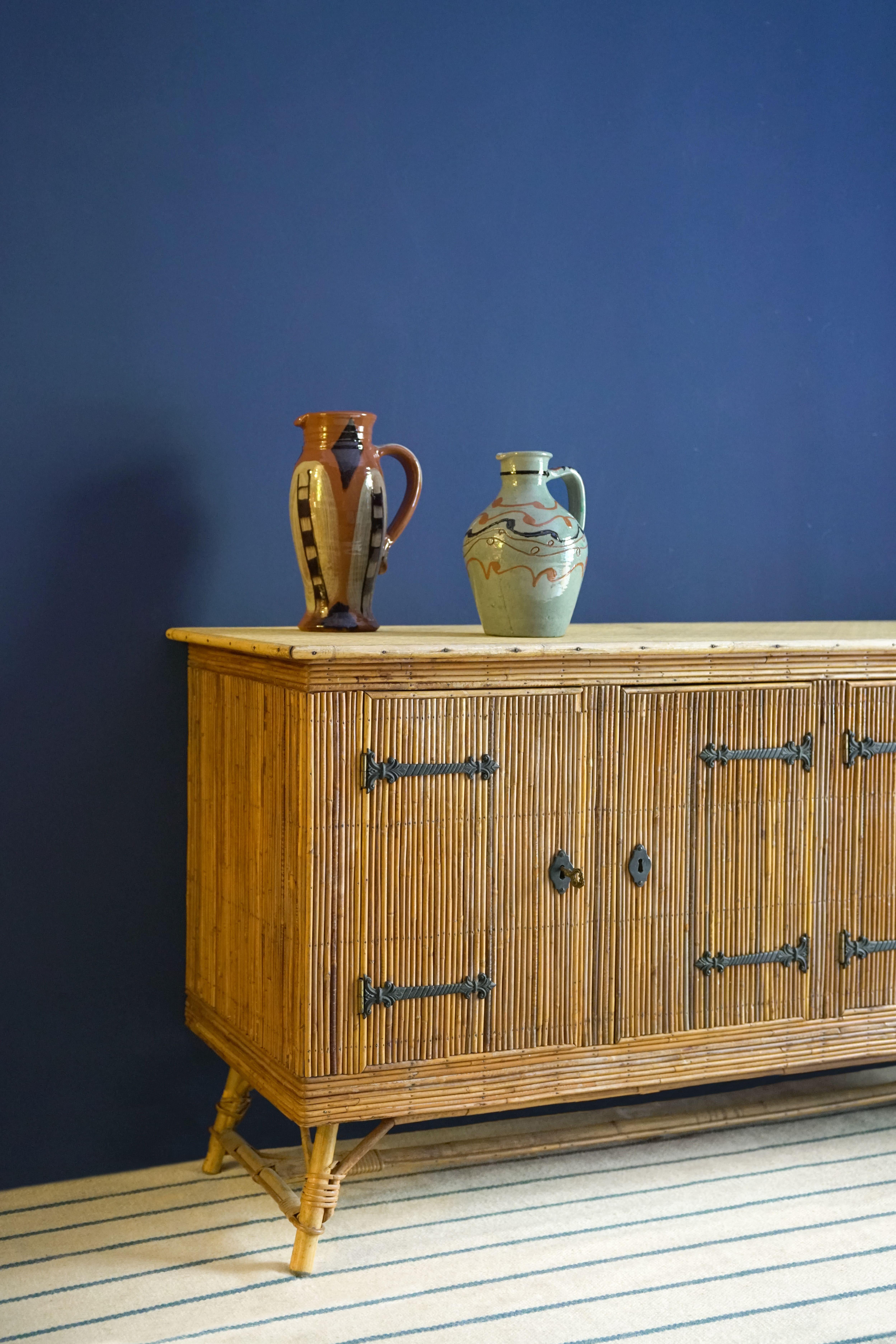 Bamboo Sideboard Adrien Audoux and Frida Minet In Good Condition For Sale In MADRID, ES