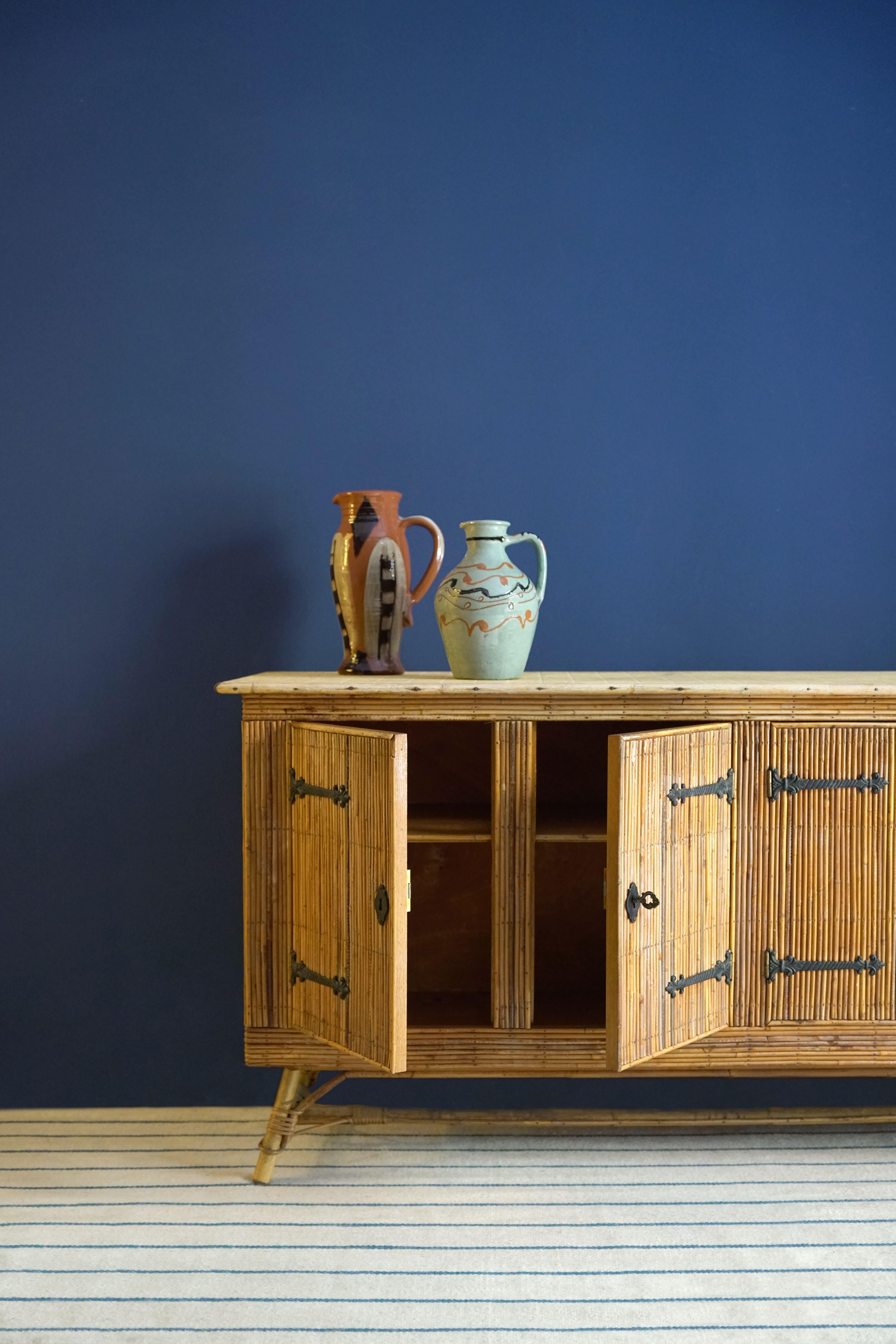 Mid-20th Century Bamboo Sideboard Adrien Audoux and Frida Minet For Sale