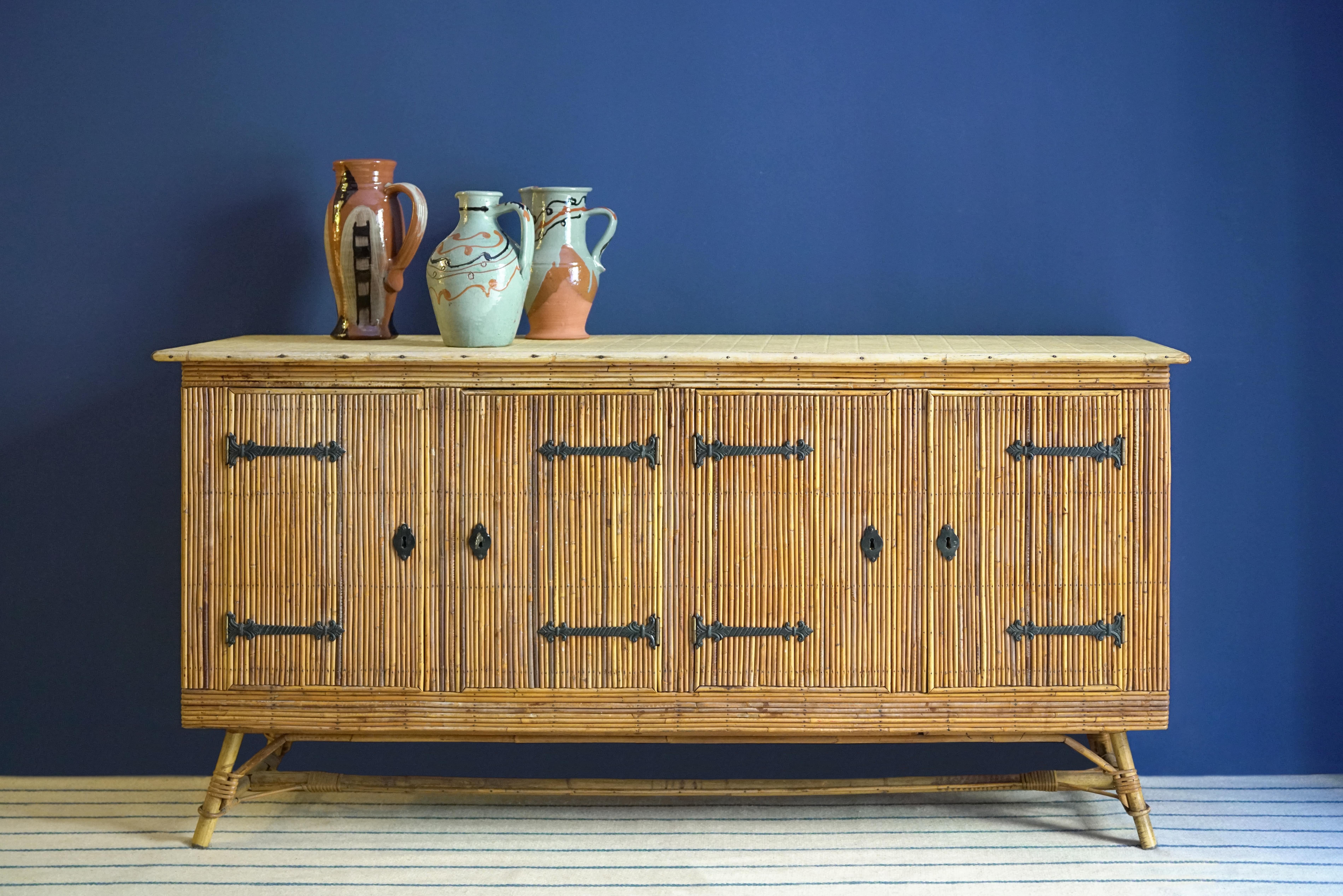 Bamboo Sideboard Adrien Audoux and Frida Minet For Sale 2