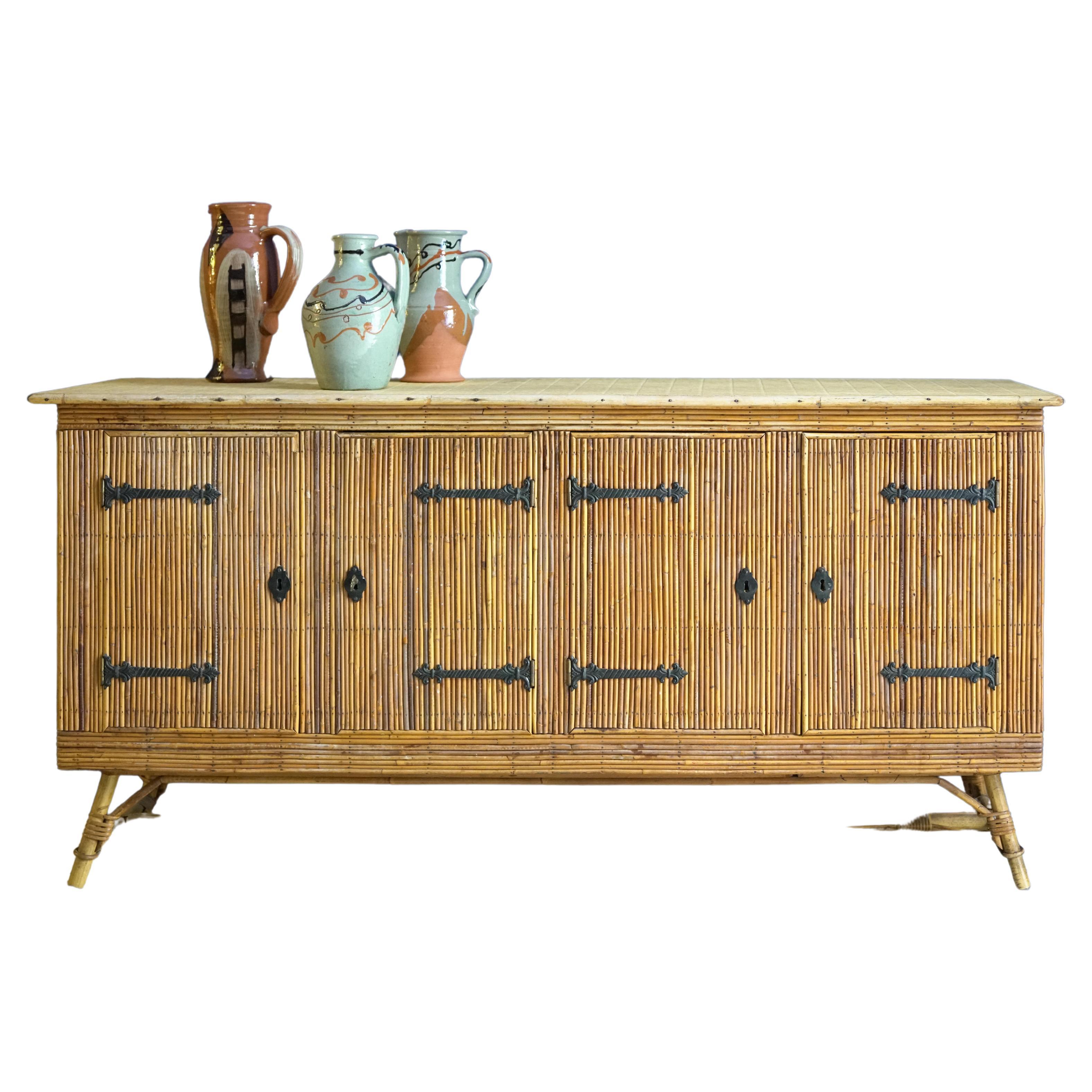 Bamboo Sideboard Adrien Audoux and Frida Minet For Sale