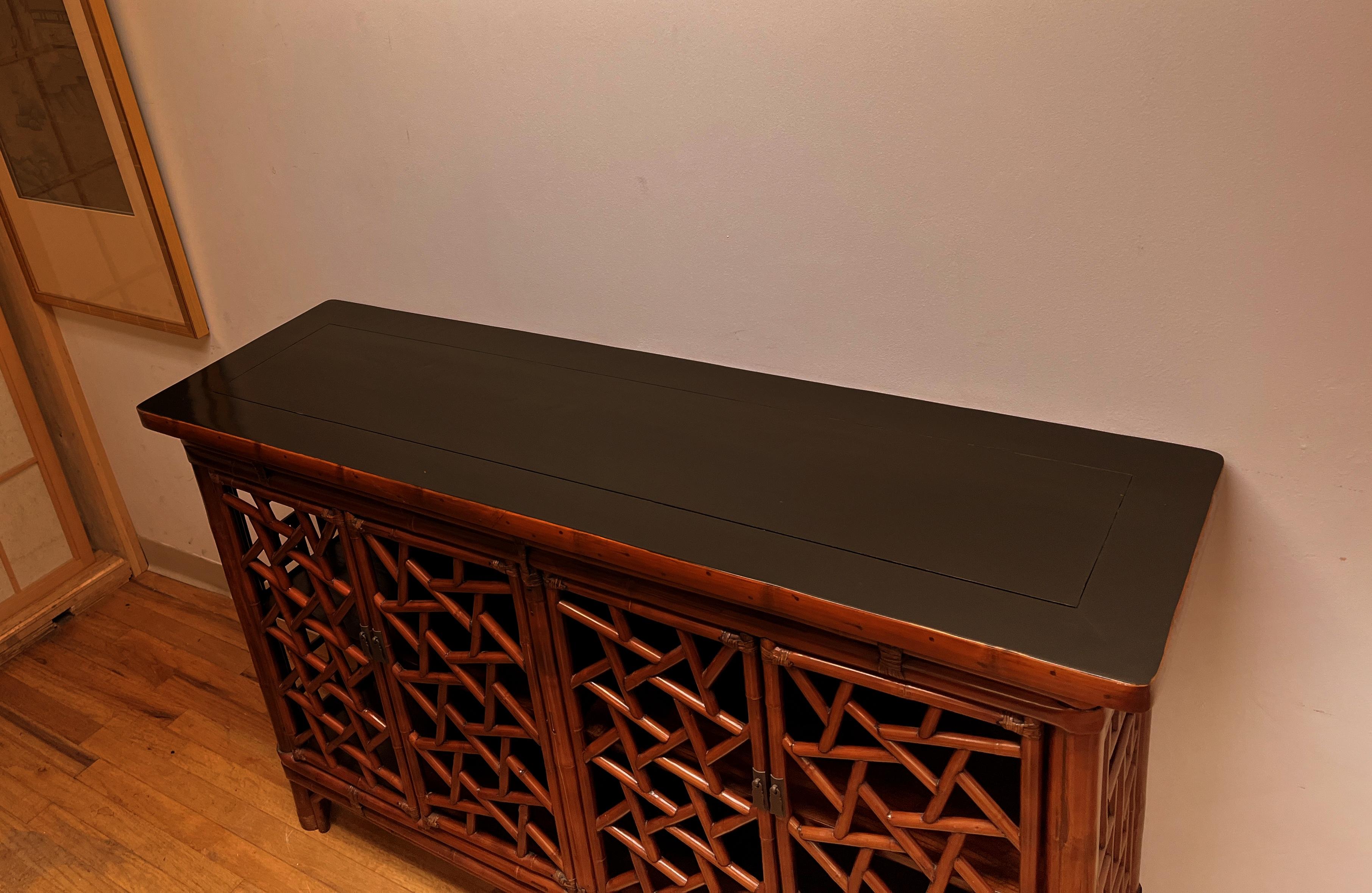 Bamboo Sideboard with Fret Work Motif For Sale 3
