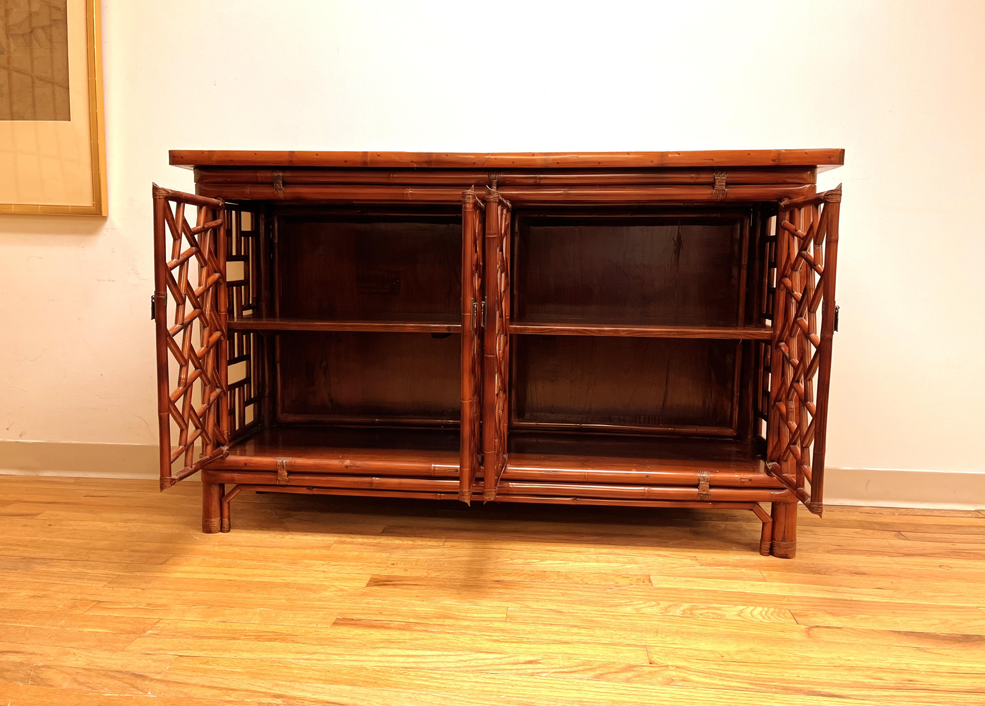 Bamboo Sideboard with Fret Work Motif For Sale 4